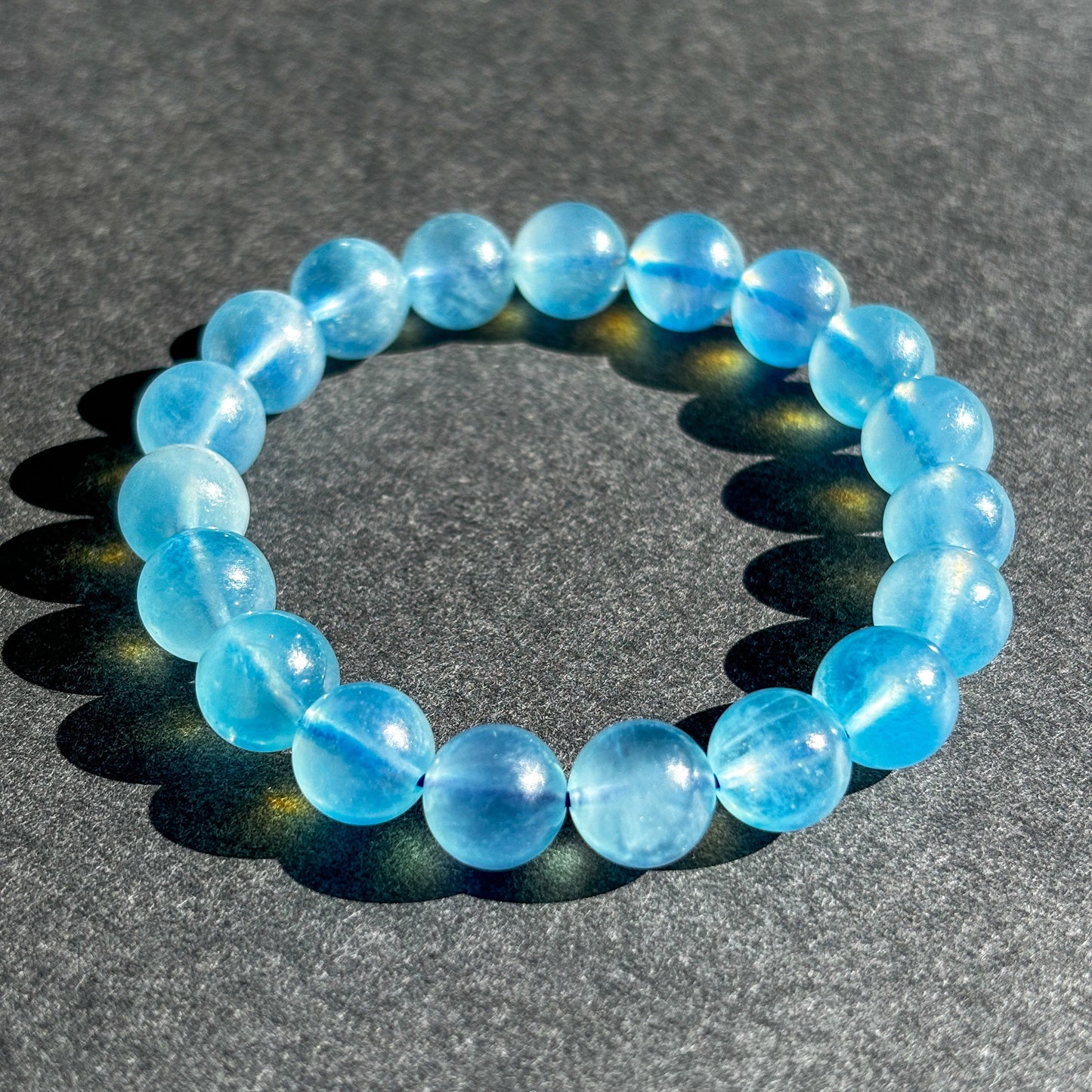 Aquamarine with Girasol Crystal Stretch Gemstone Bracelet