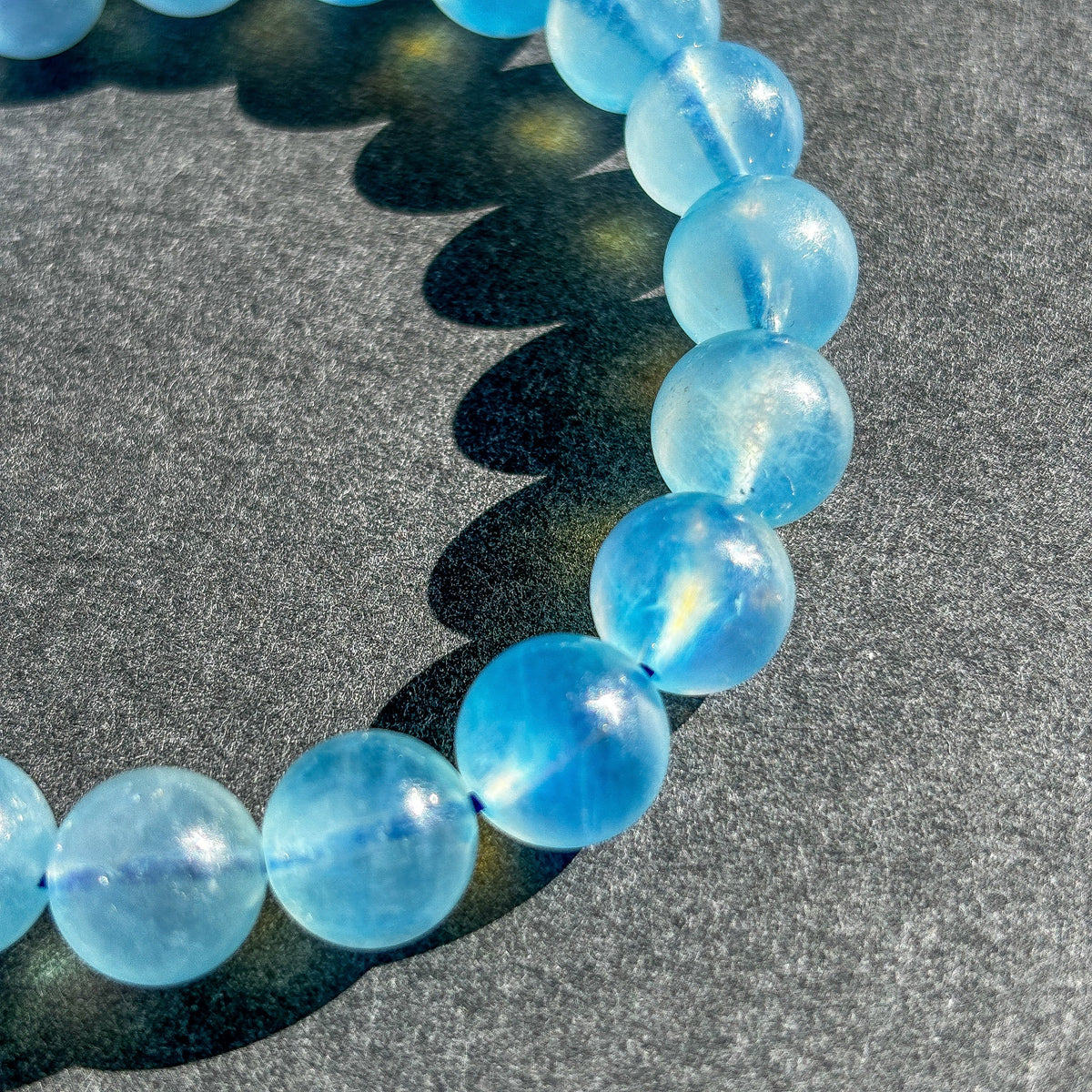 Aquamarine with Girasol Crystal Stretch Gemstone Bracelet