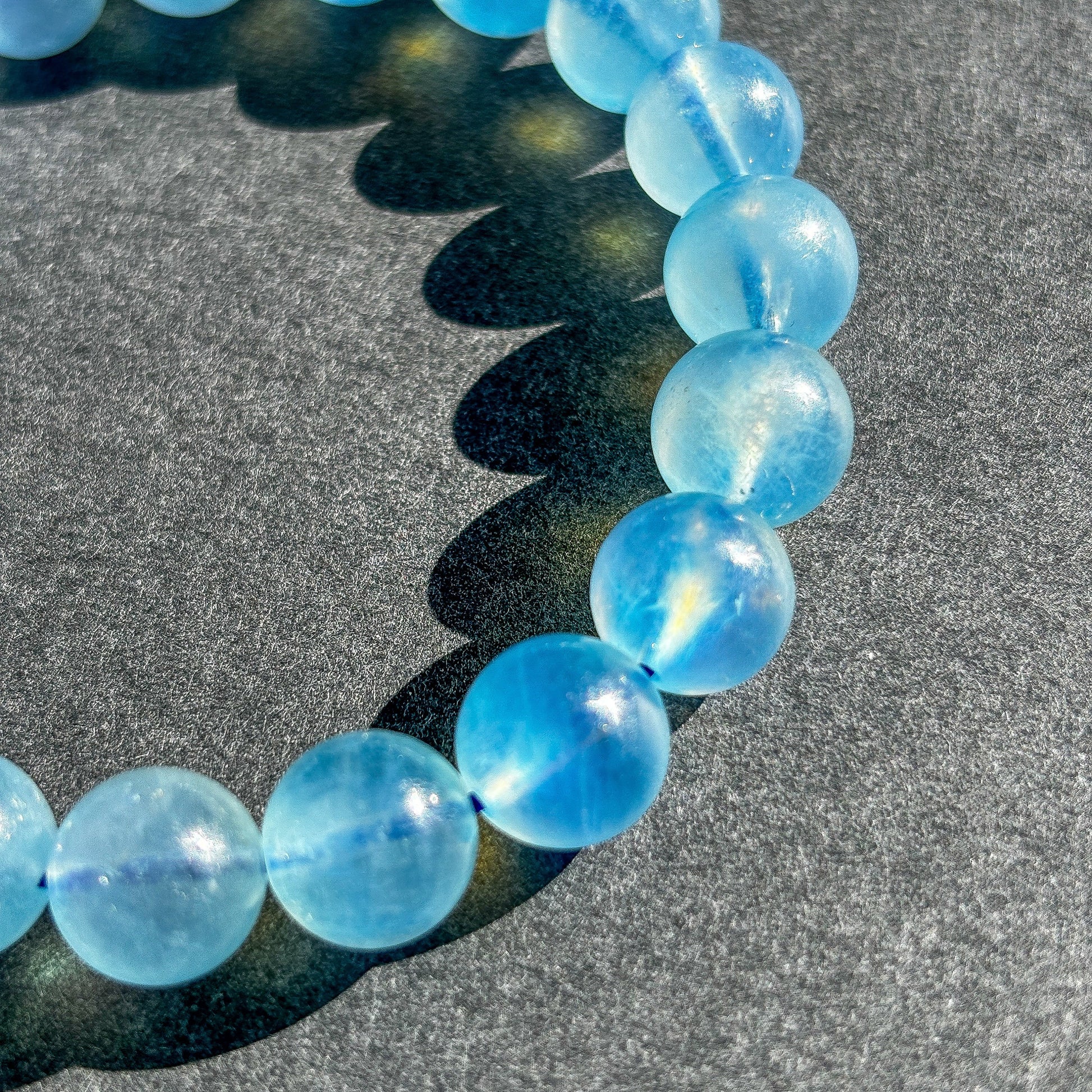 Aquamarine with Girasol Crystal Stretch Gemstone Bracelet