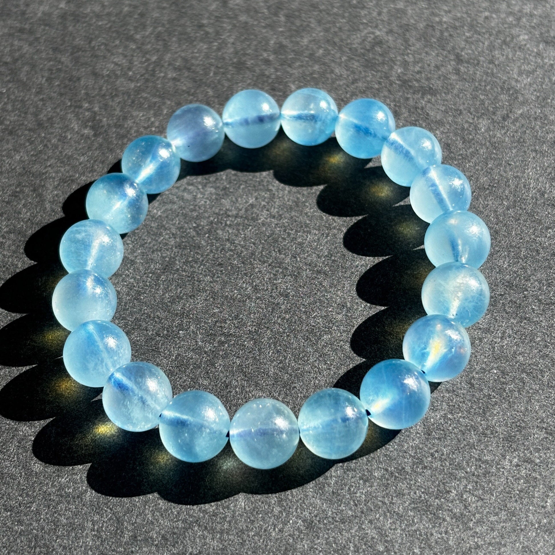 Aquamarine with Girasol Crystal Stretch Gemstone Bracelet