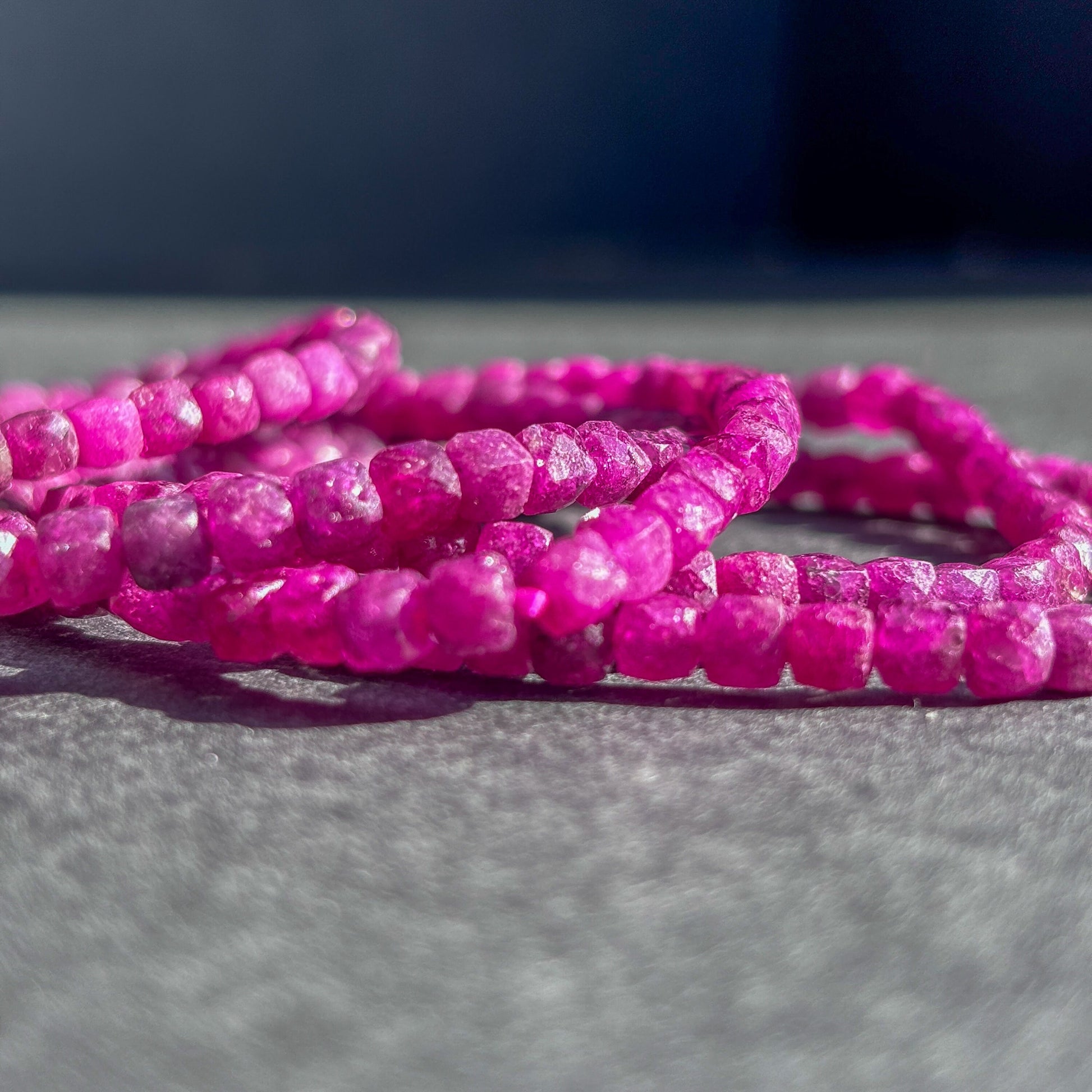 Faceted Ruby Gemstone Bracelet