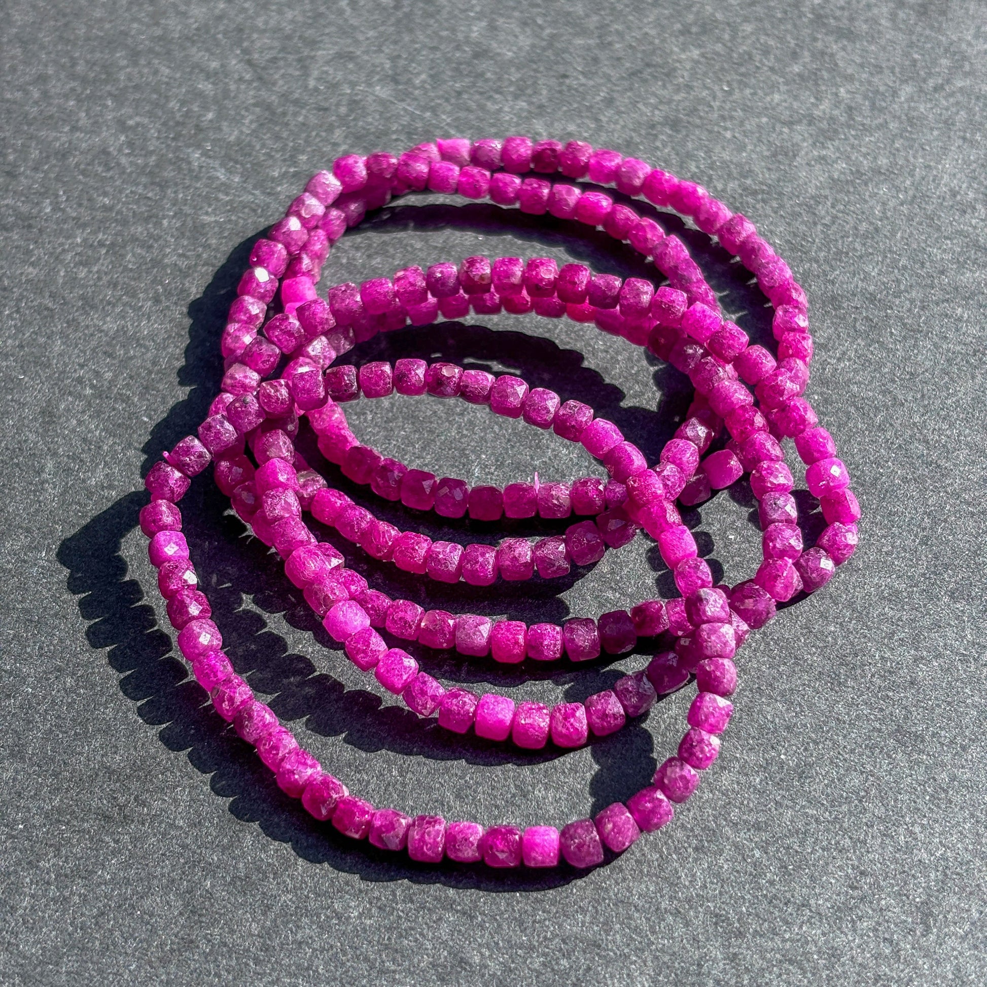 Faceted Ruby Gemstone Bracelet