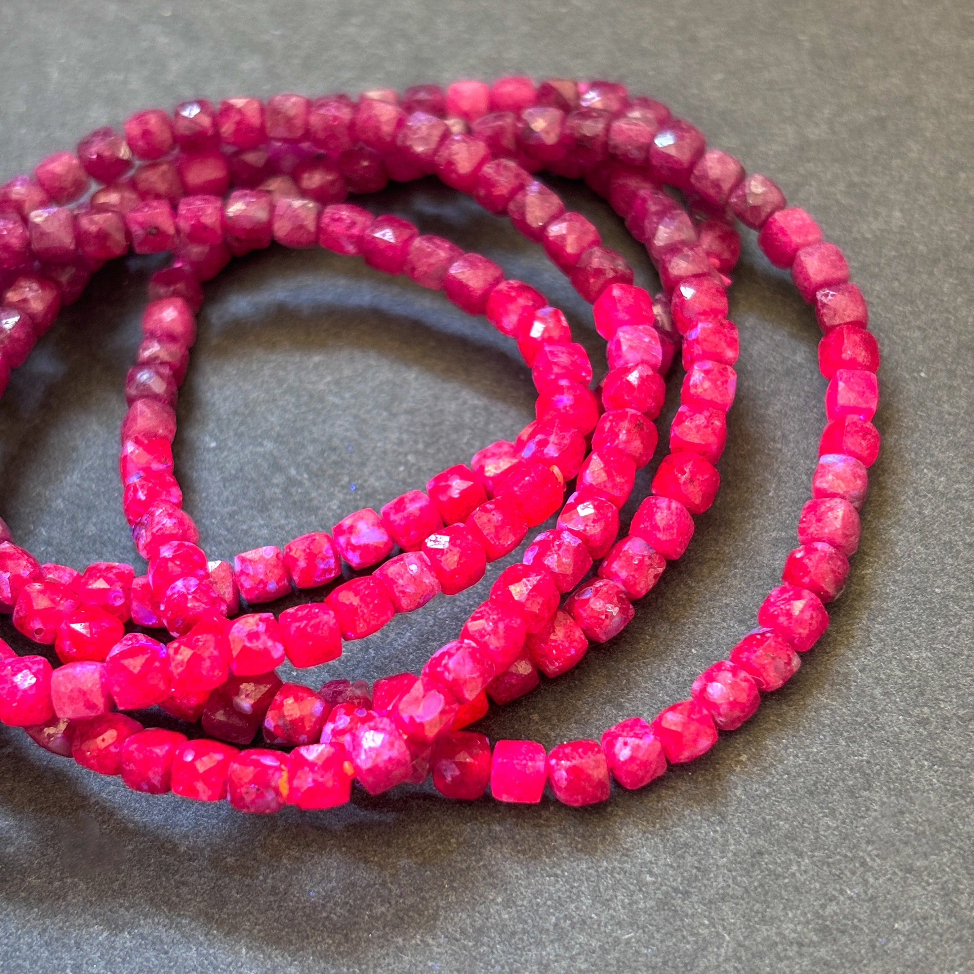 Faceted Ruby Gemstone Bracelet