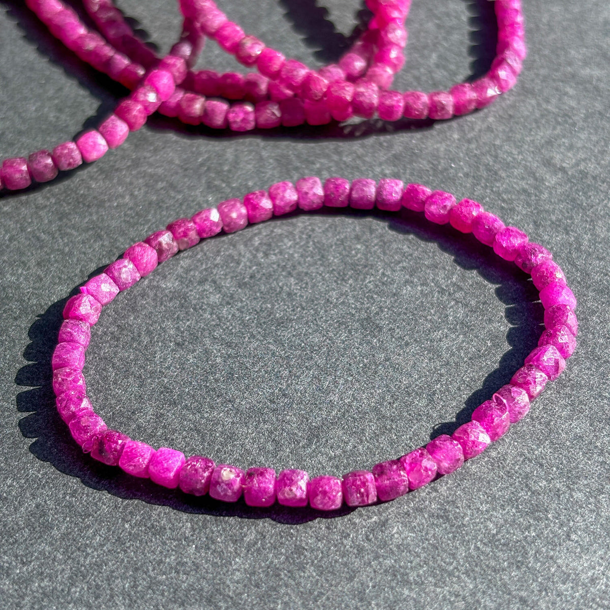 Faceted Ruby Gemstone Bracelet