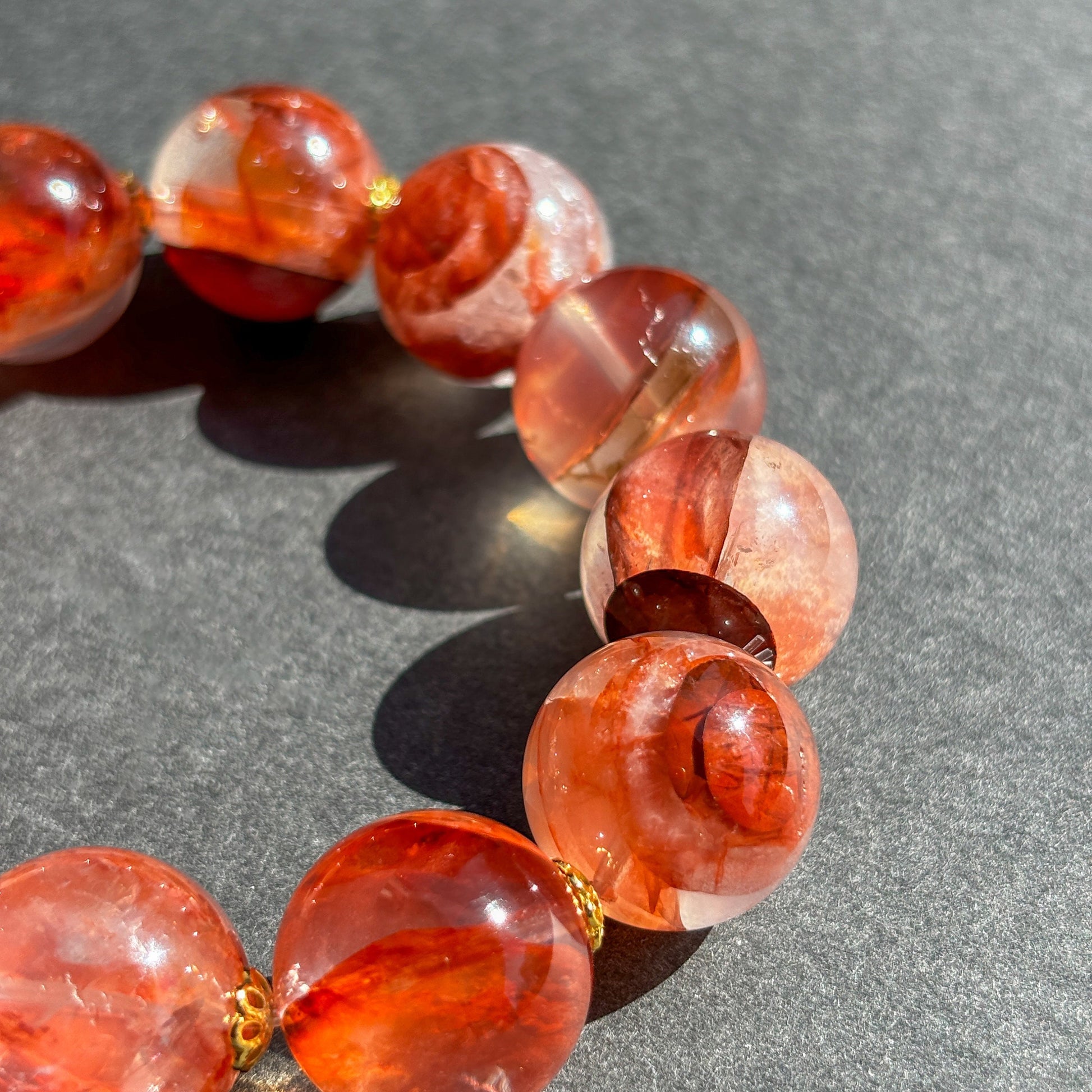Fire Quartz Red Hematoid Crystal Chunky Bracelet