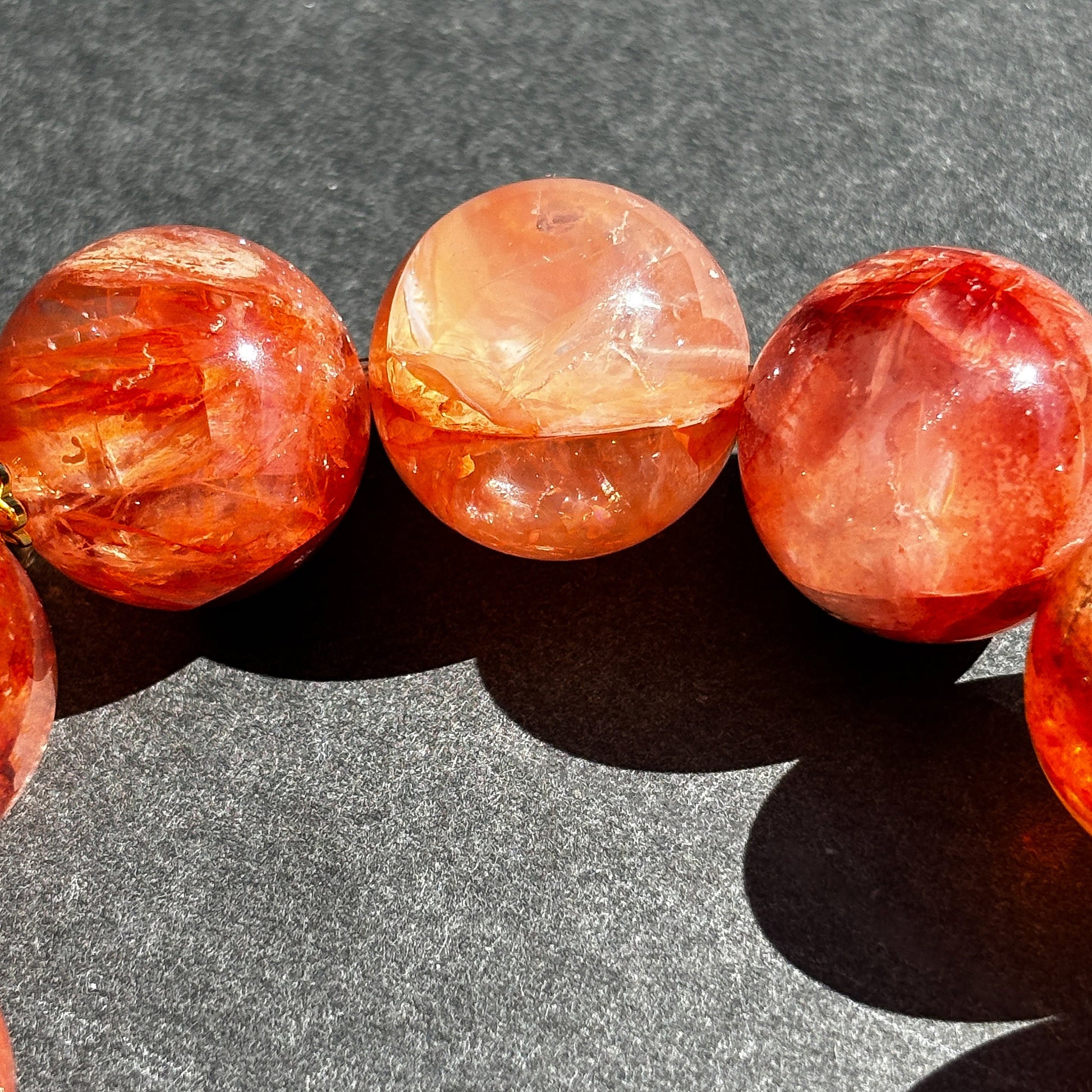 Fire Quartz Red Hematoid Chunky Crystal Bracelet