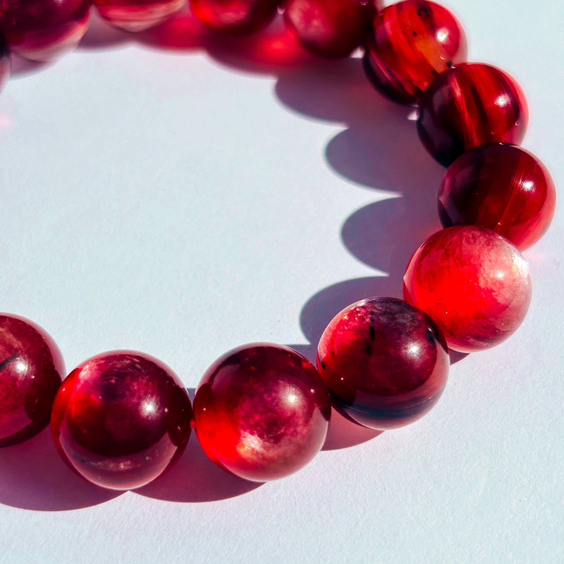 Juicy Deep Pink Mica Chunky Crystal Bracelet