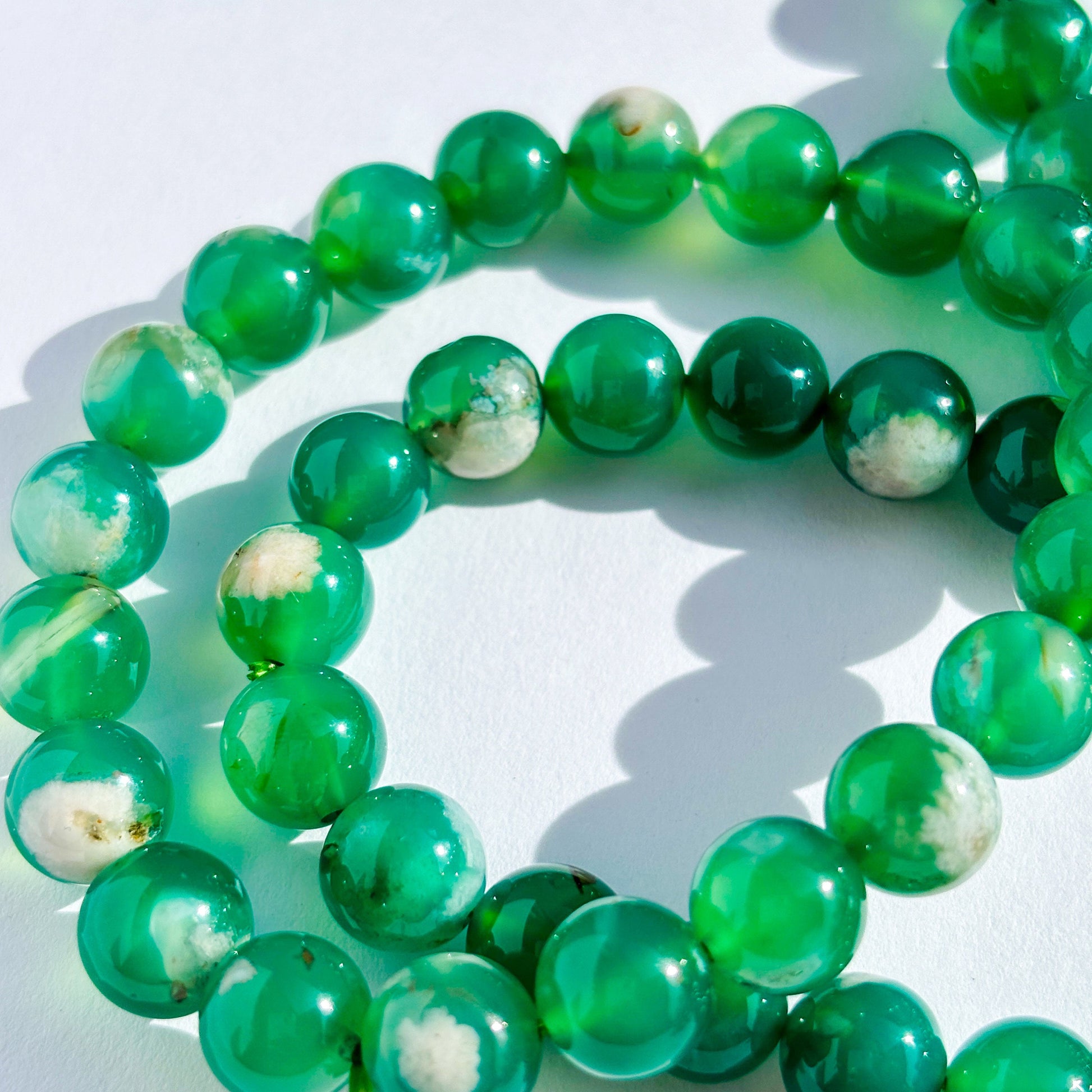 Green Flower Agate Crystal Bracelet