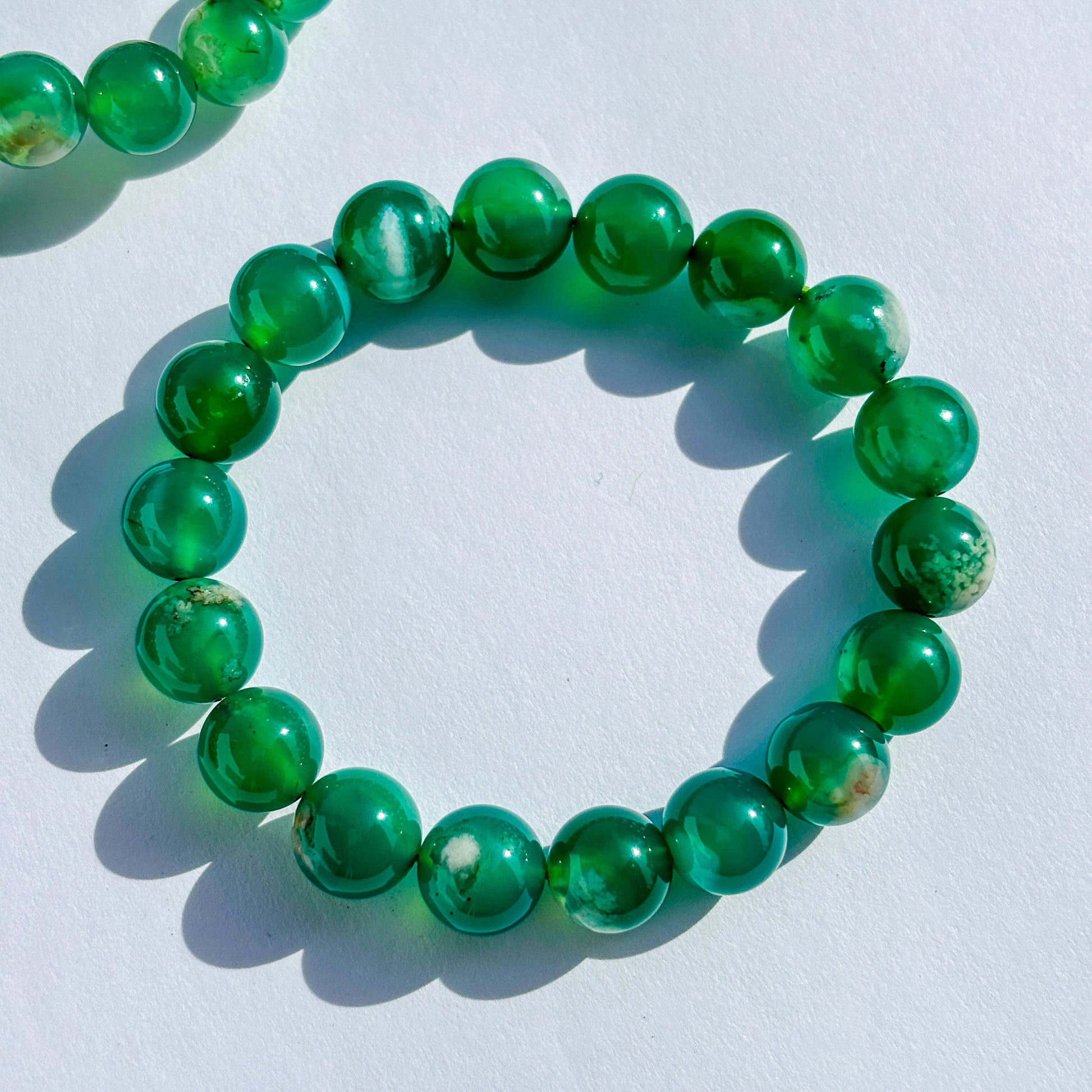 Green Flower Agate Crystal Bracelet