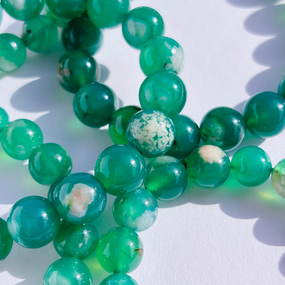 Green Flower Agate Crystal Bracelet