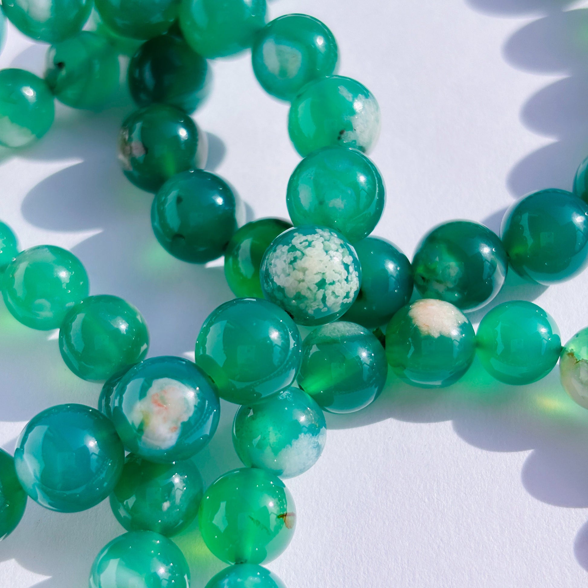 Green Flower Agate Crystal Bracelet