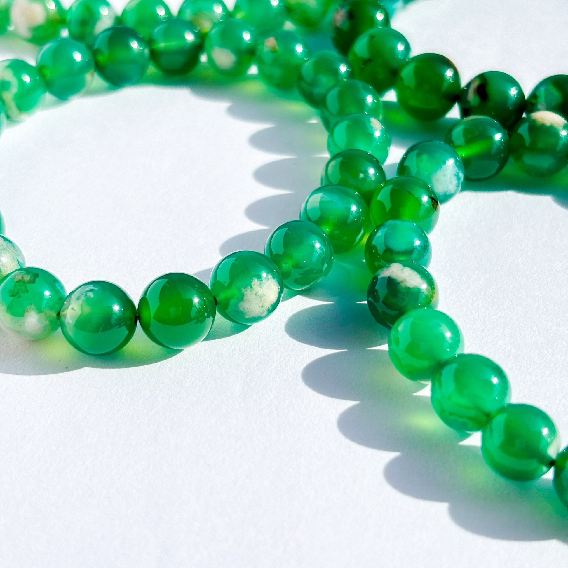 Green Flower Agate Crystal Bracelet