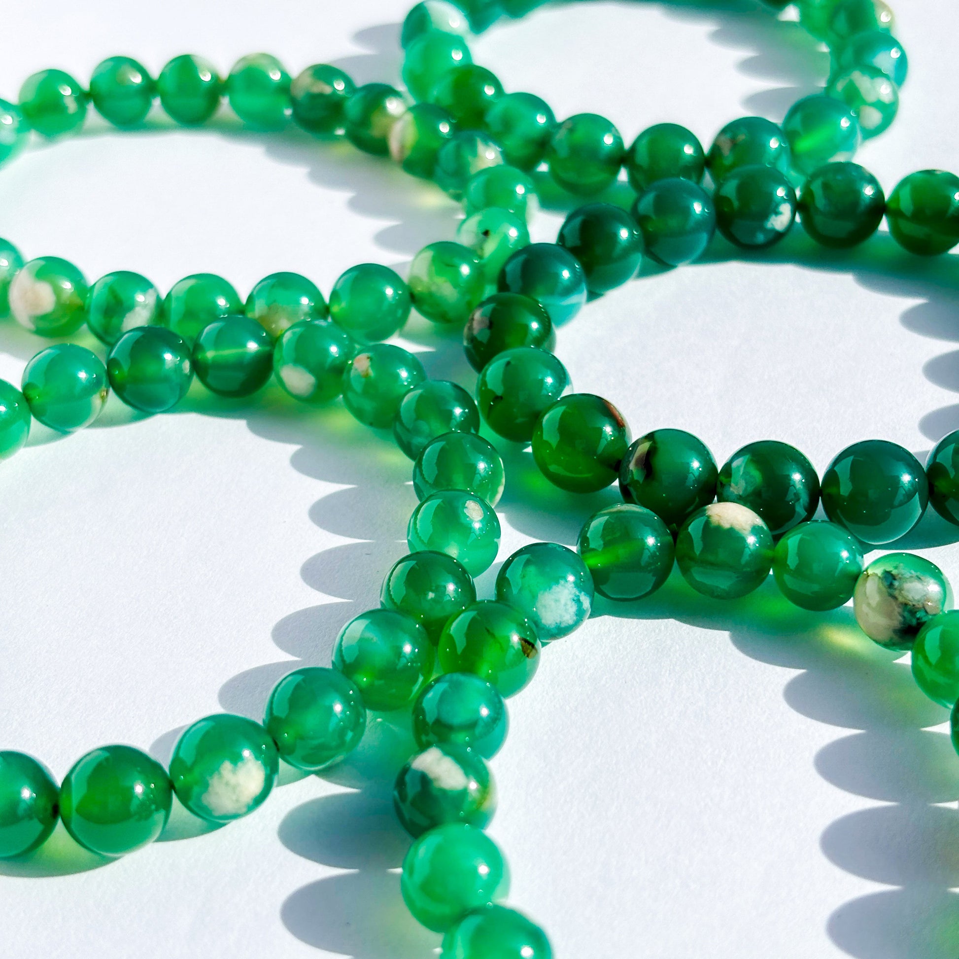 Green Flower Agate Crystal Bracelet