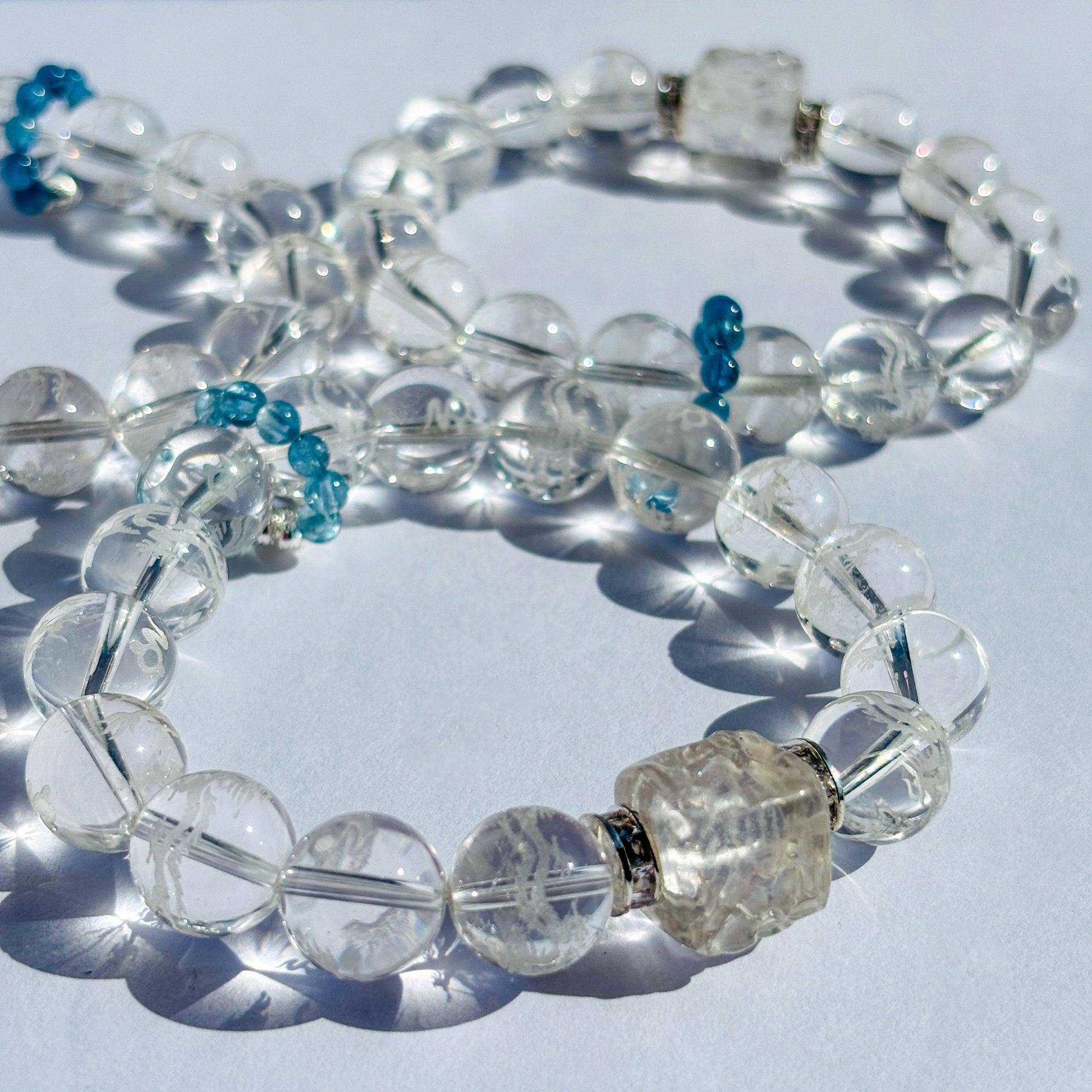 Clear Quartz and Aquamarine Dragon Bracelet