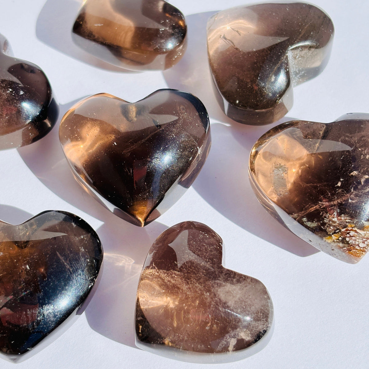 Smoky Quartz Puffy Crystal Heart Carving Sculpture