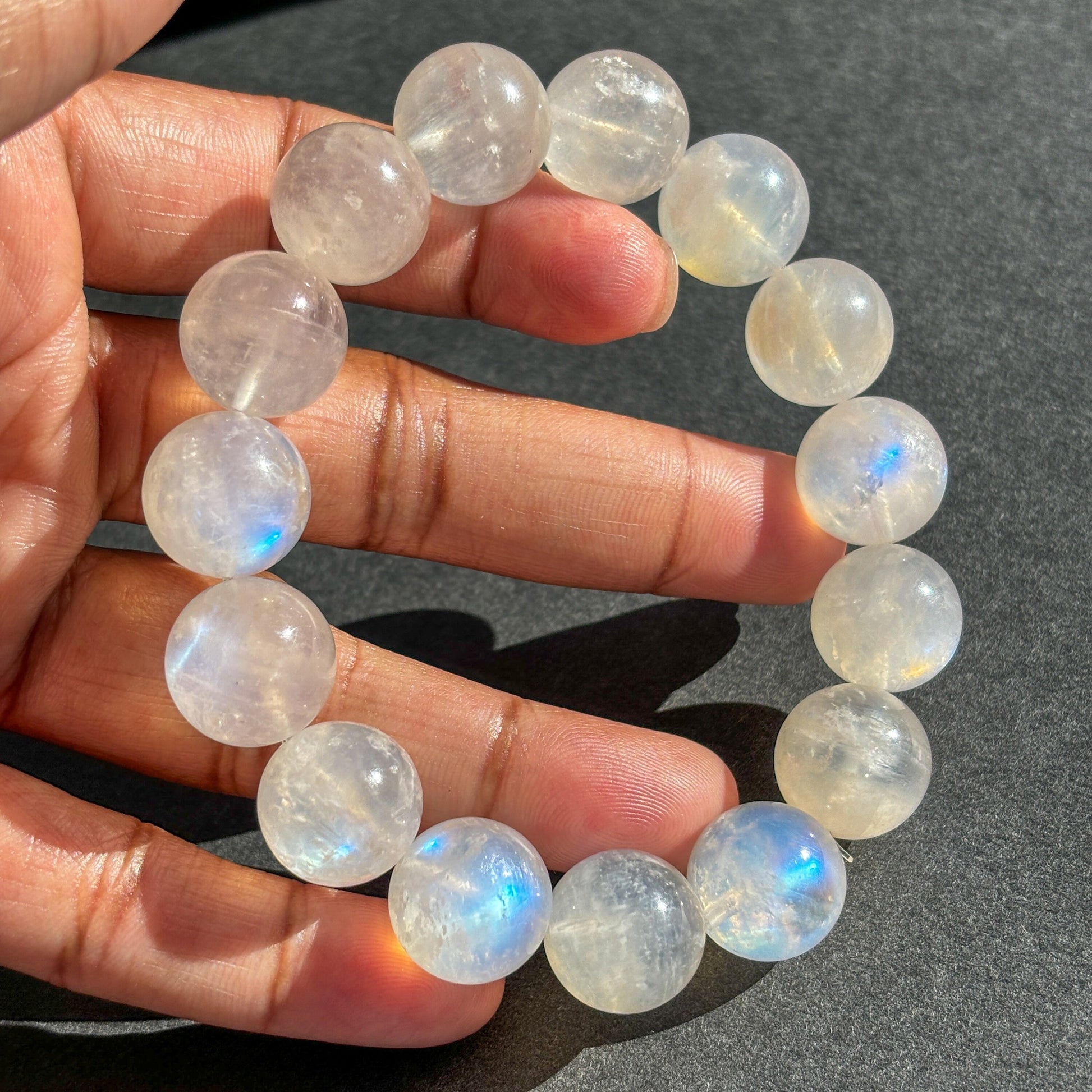 Rainbow Moonstone Crystal Chunky Bracelet
