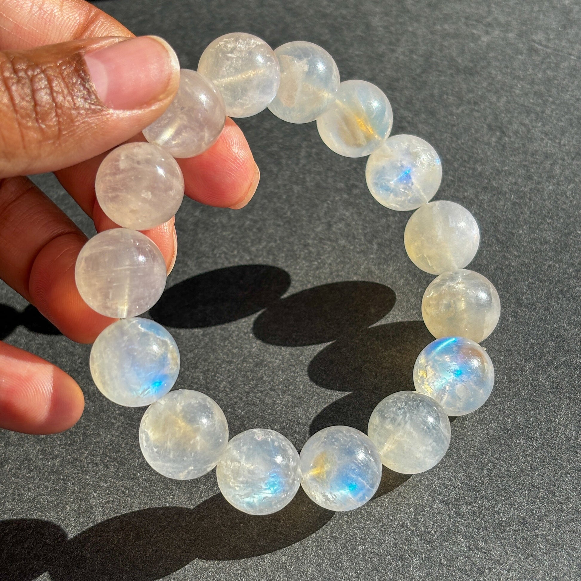 Rainbow Moonstone Crystal Chunky Bracelet