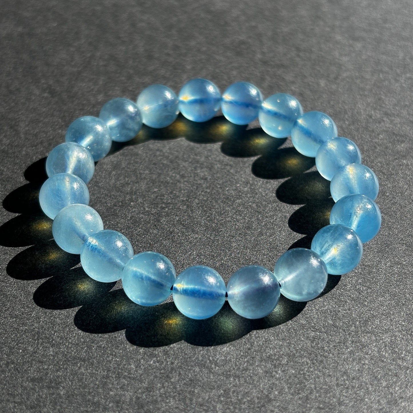 Aquamarine with Girasol Crystal Stretch Gemstone Bracelet