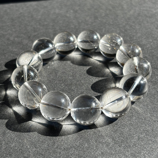 Silver Rutile Crystal Bracelet -  Silver Hair Rutilated Quartz