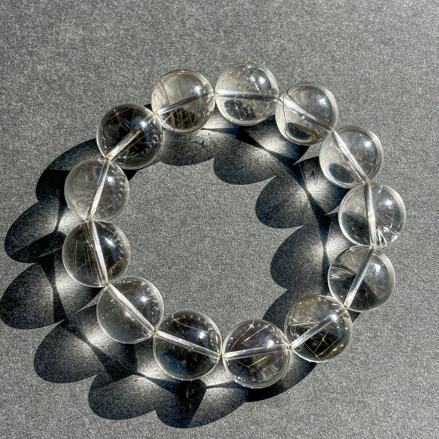 Silver Rutile Crystal Bracelet -  Silver Hair Rutilated Quartz