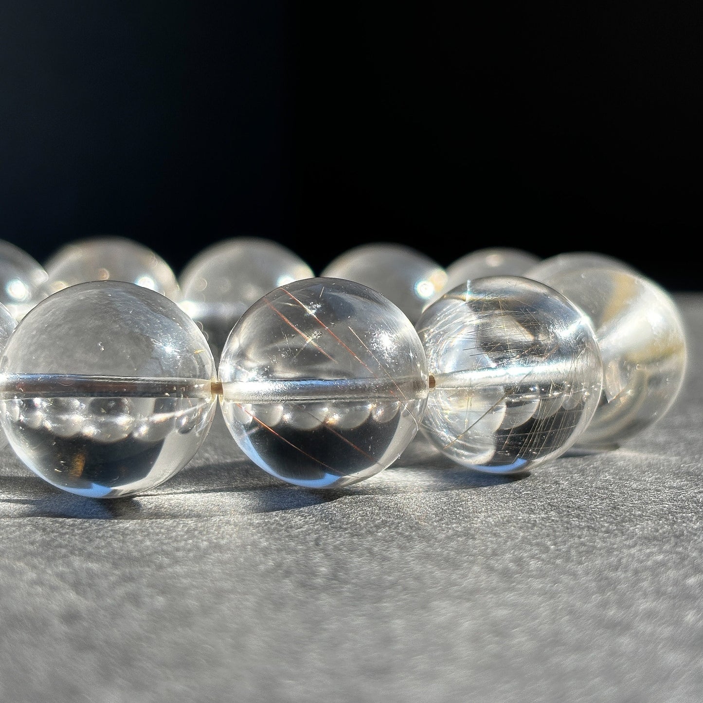 Silver Rutile Crystal Bracelet -  Silver Hair Rutilated Quartz