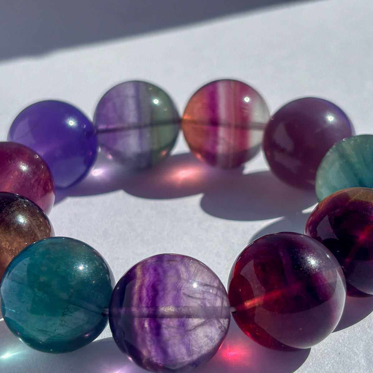 Rainbow Fluorite Large Chunky Crystal Bracelet