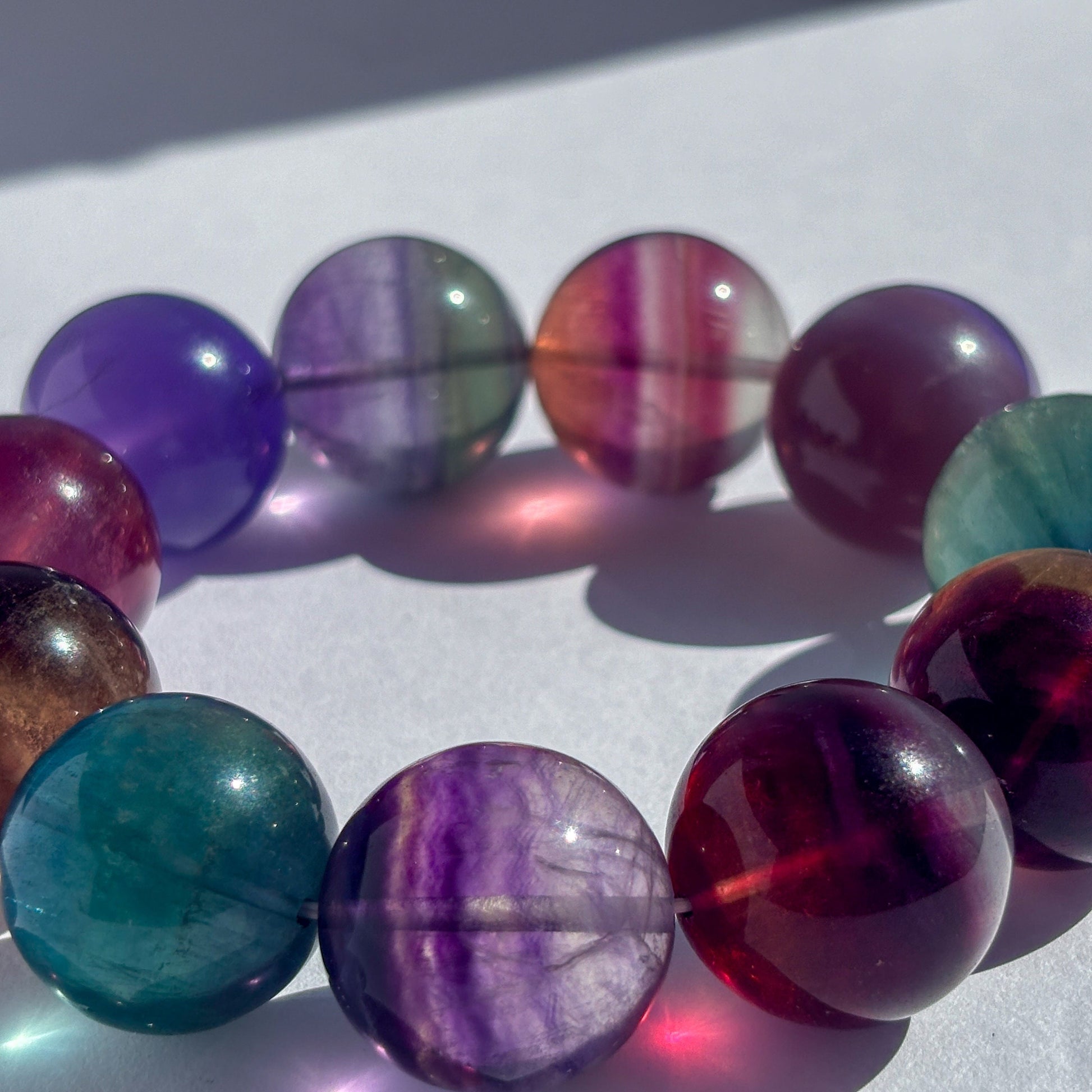 Rainbow Fluorite Large Chunky Crystal Bracelet