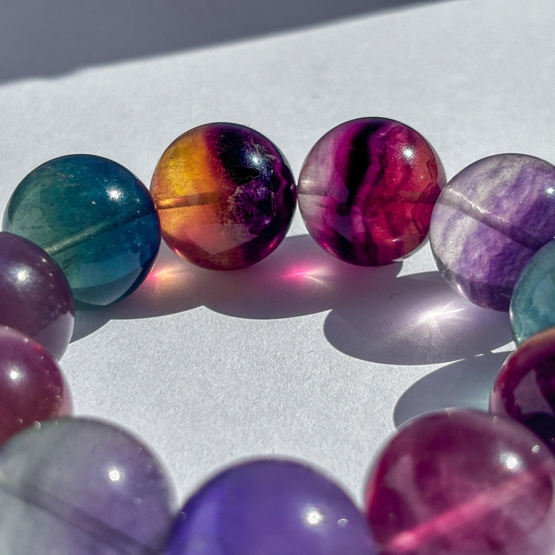 Rainbow Fluorite Large Chunky Crystal Bracelet