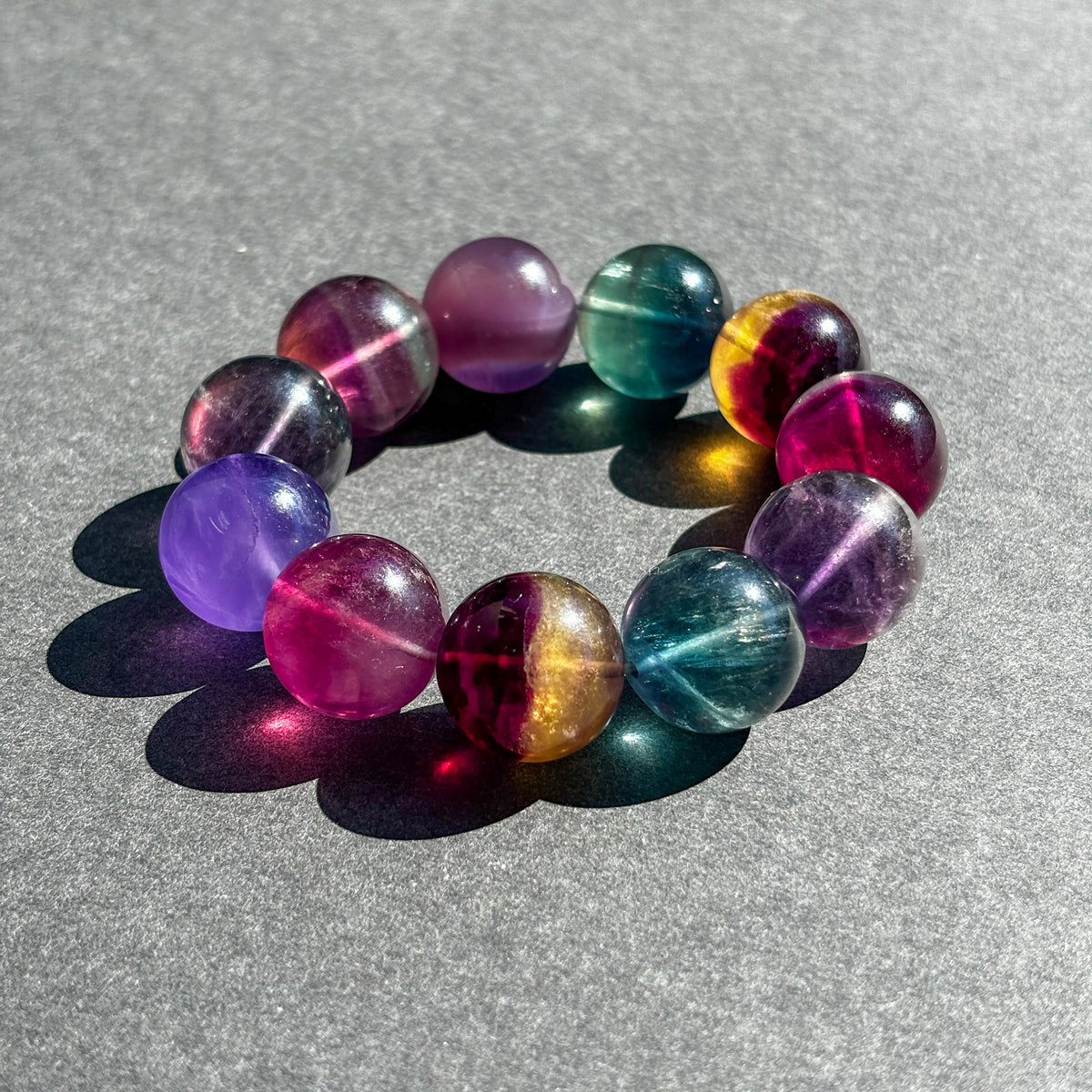 Rainbow Fluorite Large Chunky Crystal Bracelet