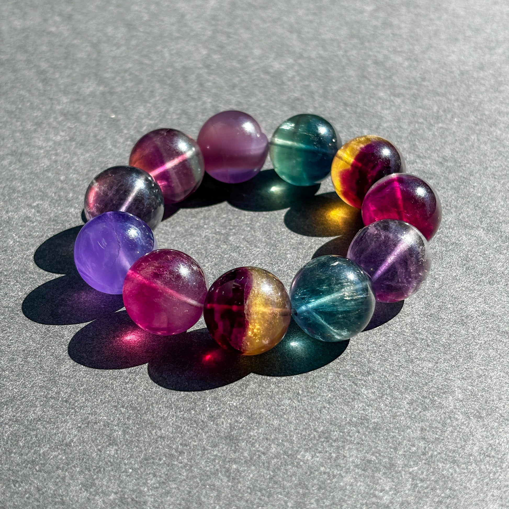 Rainbow Fluorite Large Chunky Crystal Bracelet