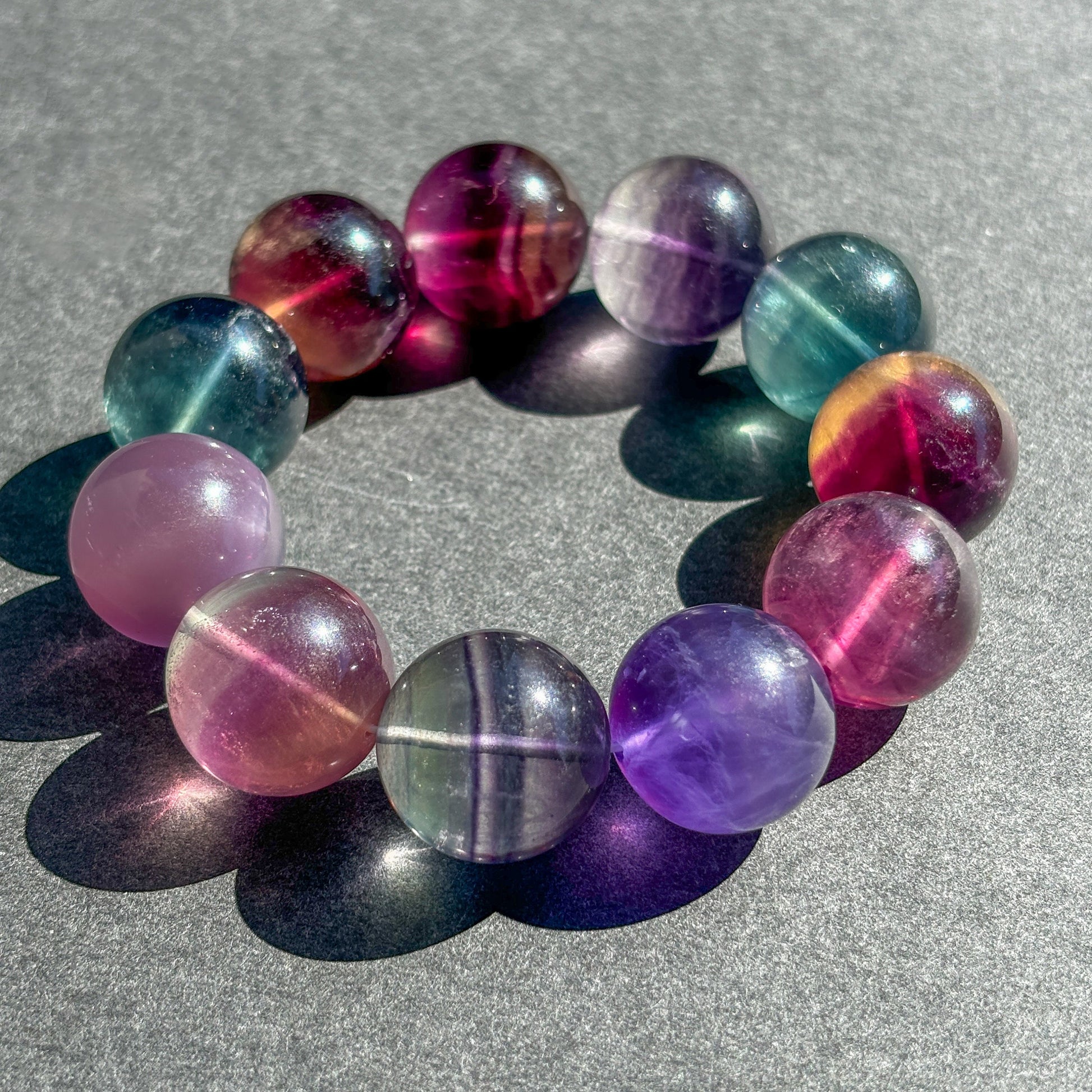 Rainbow Fluorite Large Chunky Crystal Bracelet