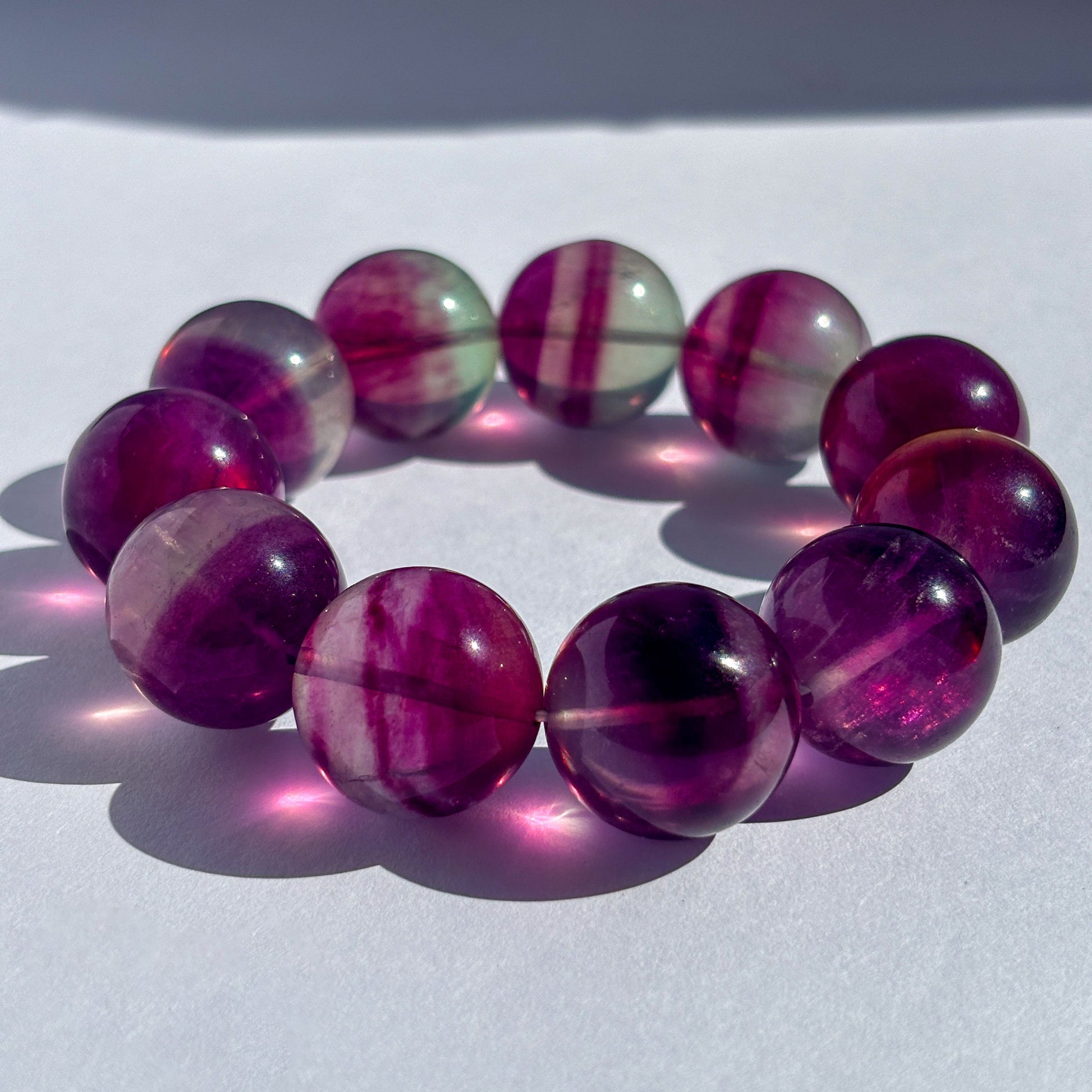 Rainbow Fluorite Large Chunky Crystal Bracelet