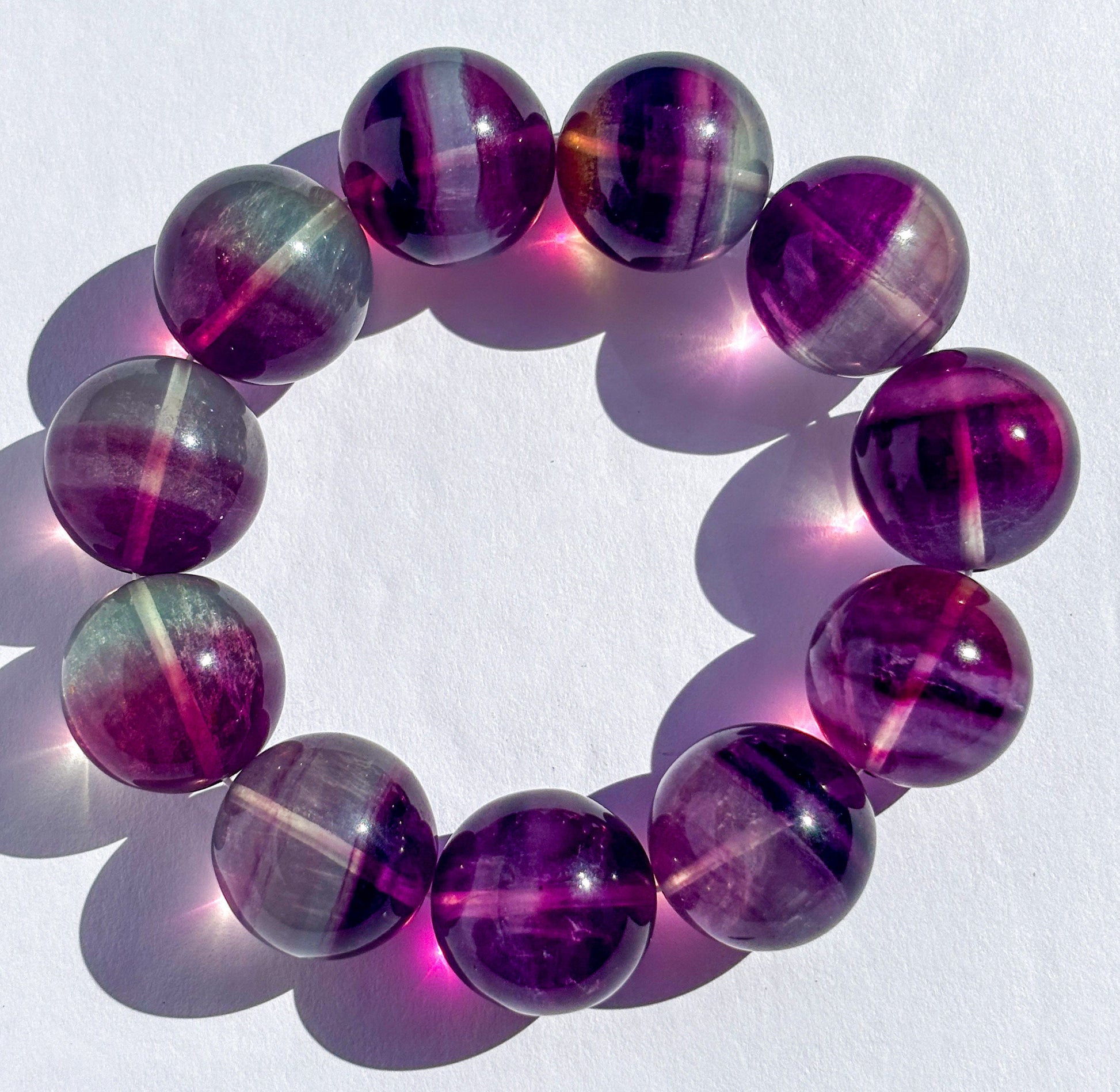 Rainbow Fluorite Large Chunky Crystal Bracelet