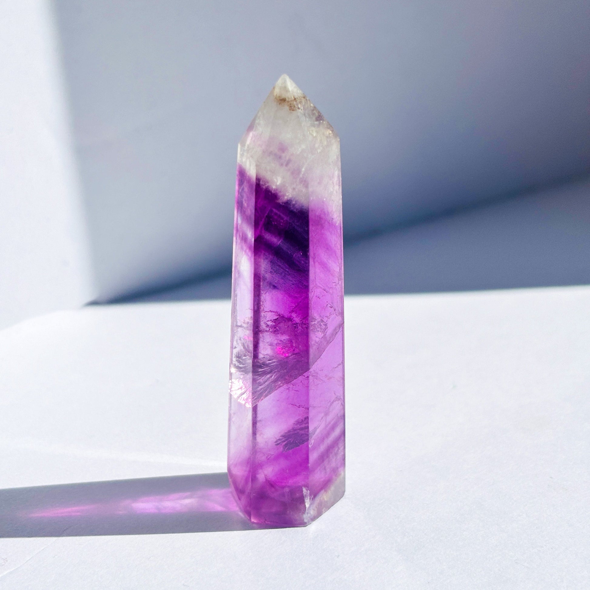 Purple Fluorite Tower Crystal Carving Sculpture