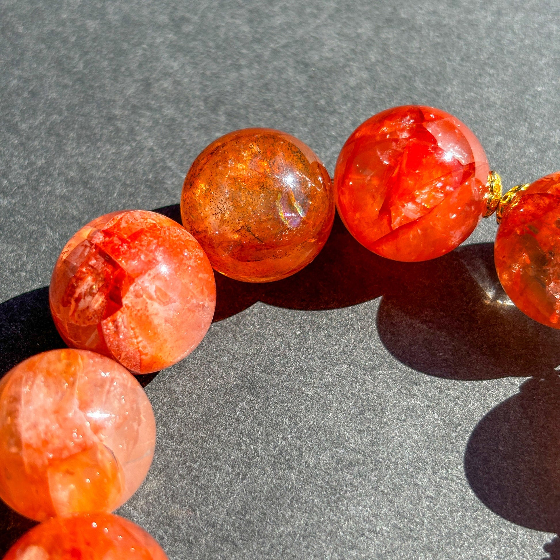 Fire Quartz Red Hematoid Chunky Crystal Bracelet
