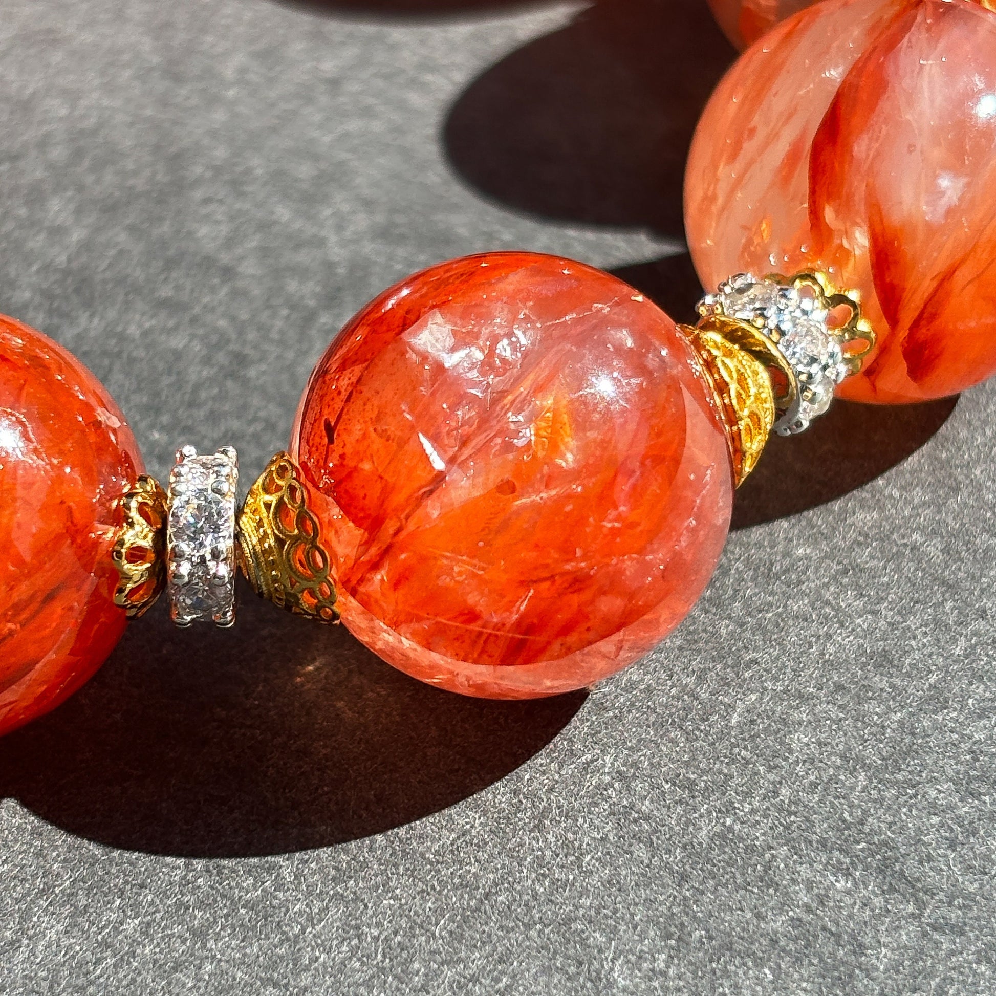 Fire Quartz Red Hematoid Chunky Crystal Bracelet