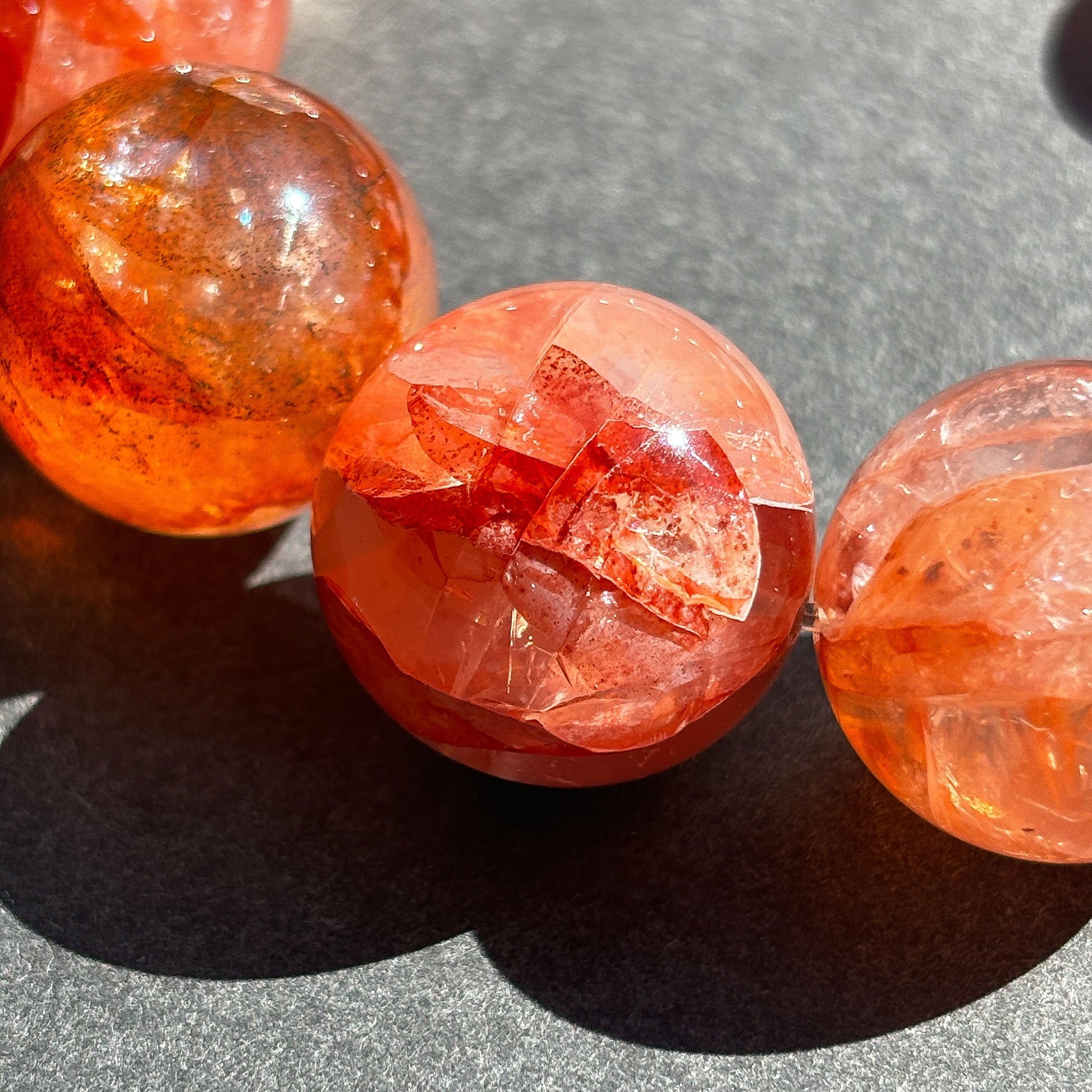 Fire Quartz Red Hematoid Chunky Crystal Bracelet