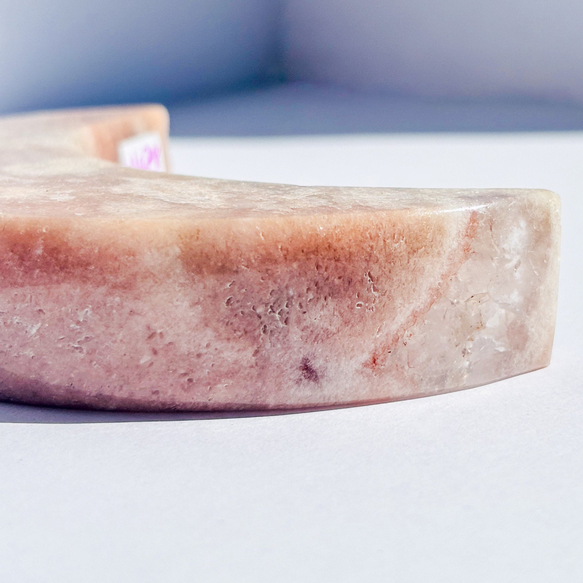 Pink Amethyst Crystal Moon Carving Stone Sculpture