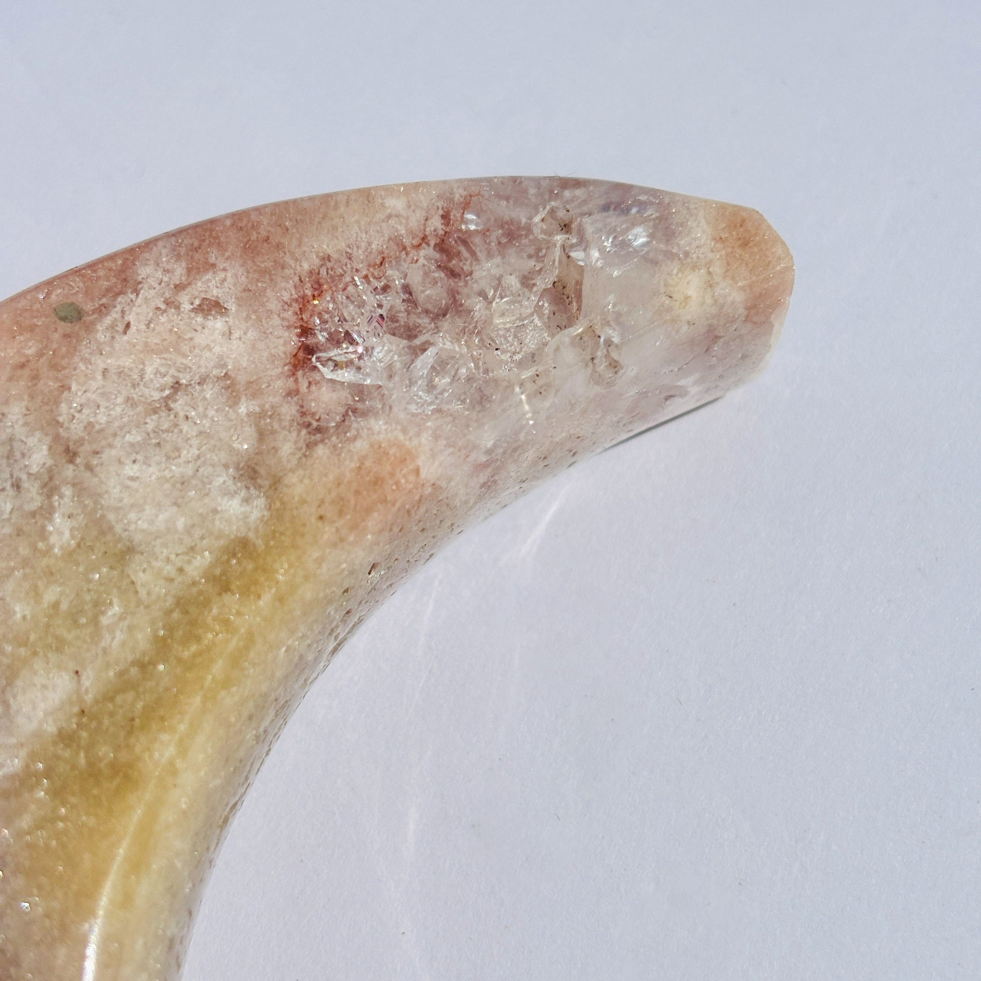 Pink Amethyst Crystal Moon Carving Stone Sculpture