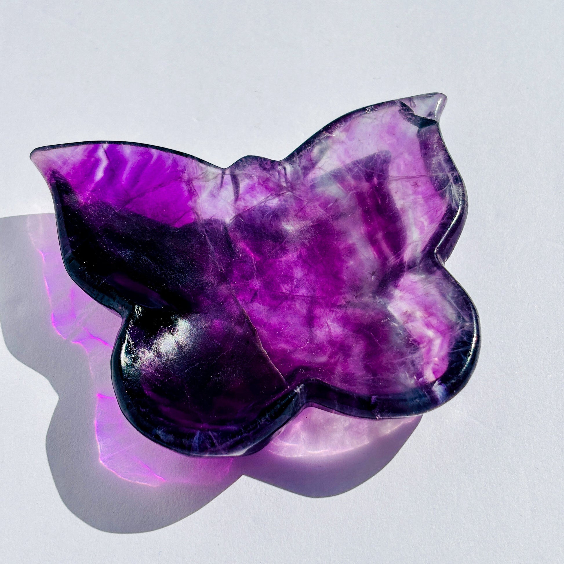 Purple Fluorite Crystal Butterfly Trinket Bowl