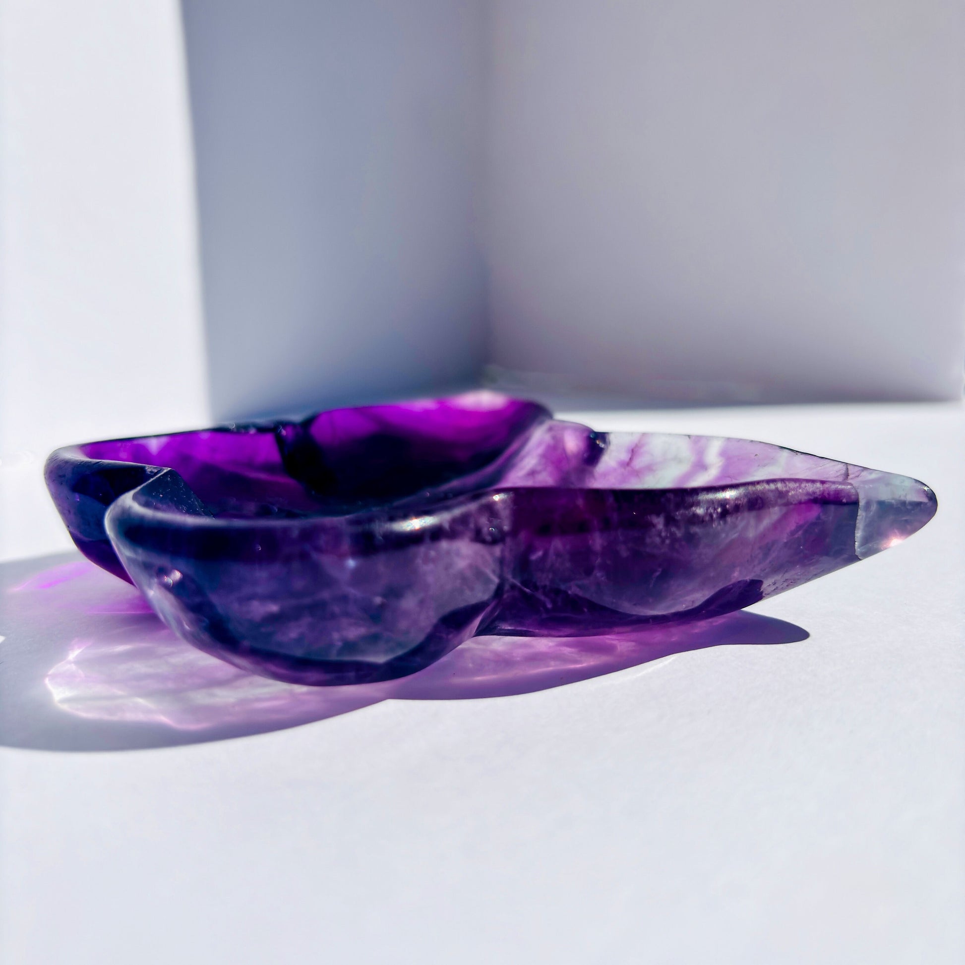 Purple Fluorite Crystal Butterfly Trinket Bowl