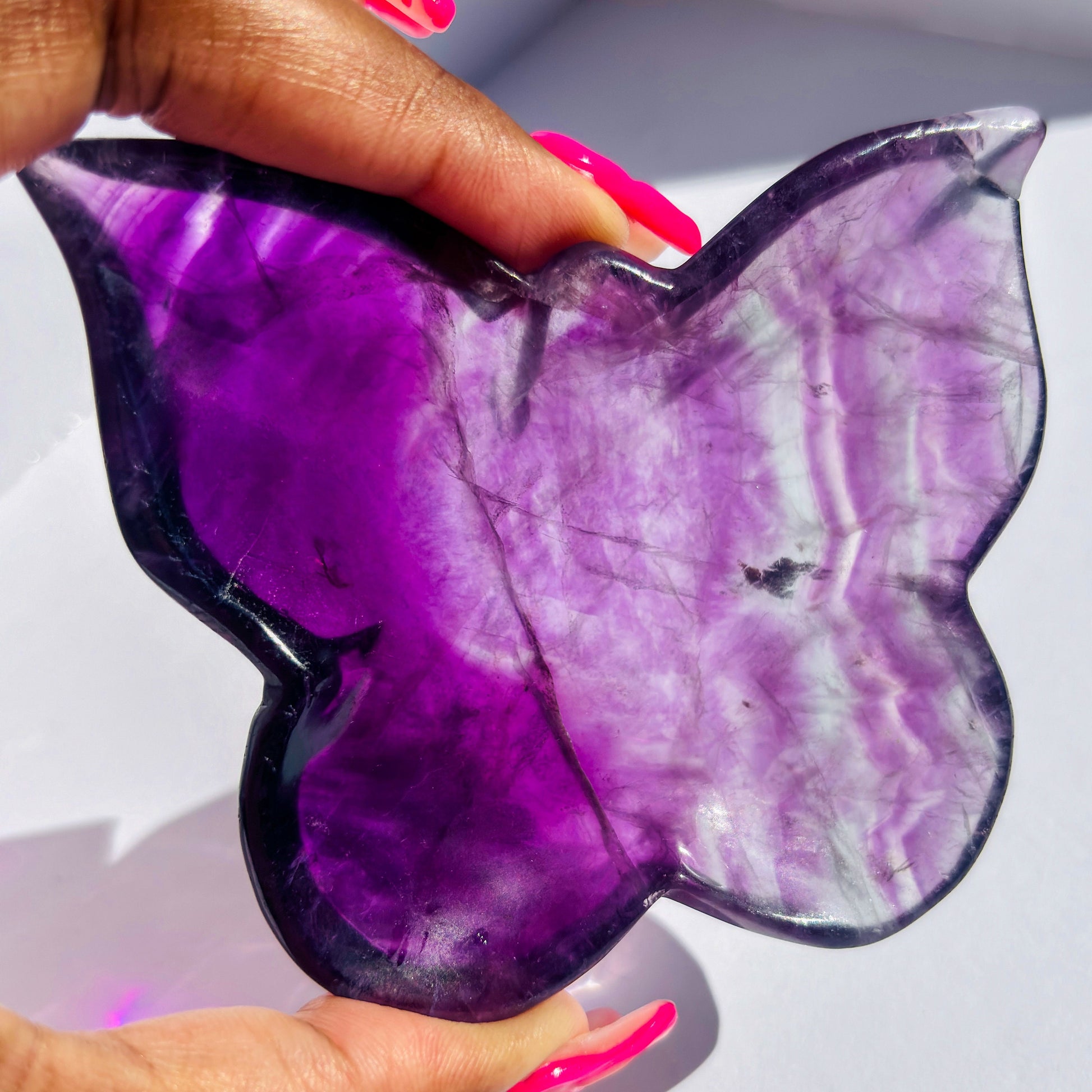 Purple Fluorite Crystal Butterfly Trinket Bowl