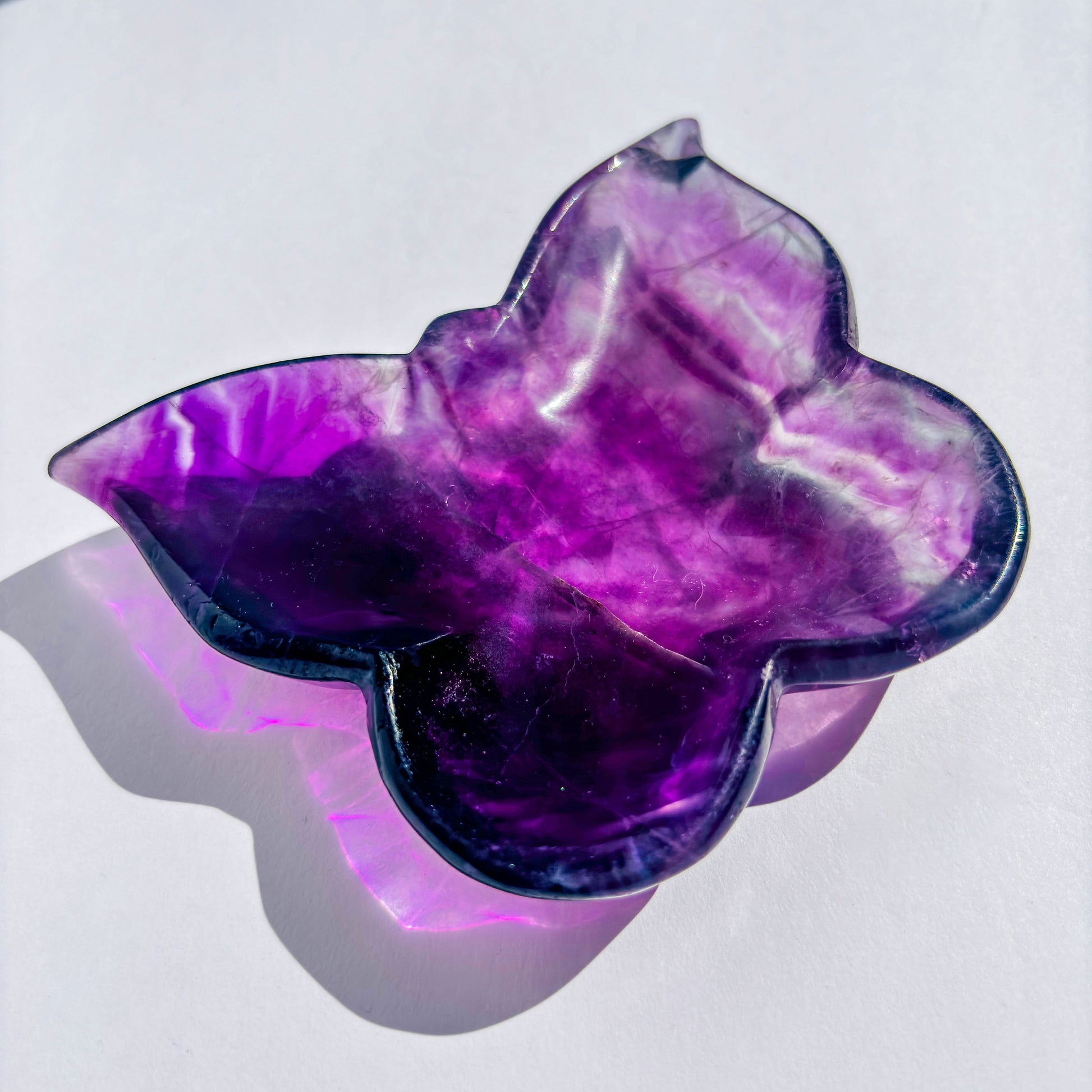 Purple Fluorite Crystal Butterfly Trinket Bowl