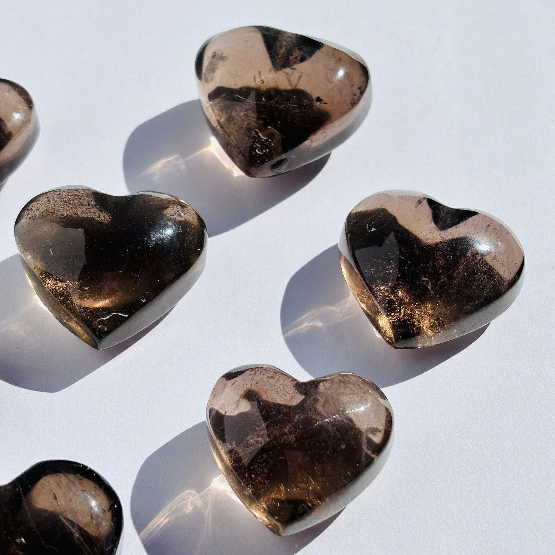 Smoky Quartz Puffy Crystal Heart Carving Sculpture