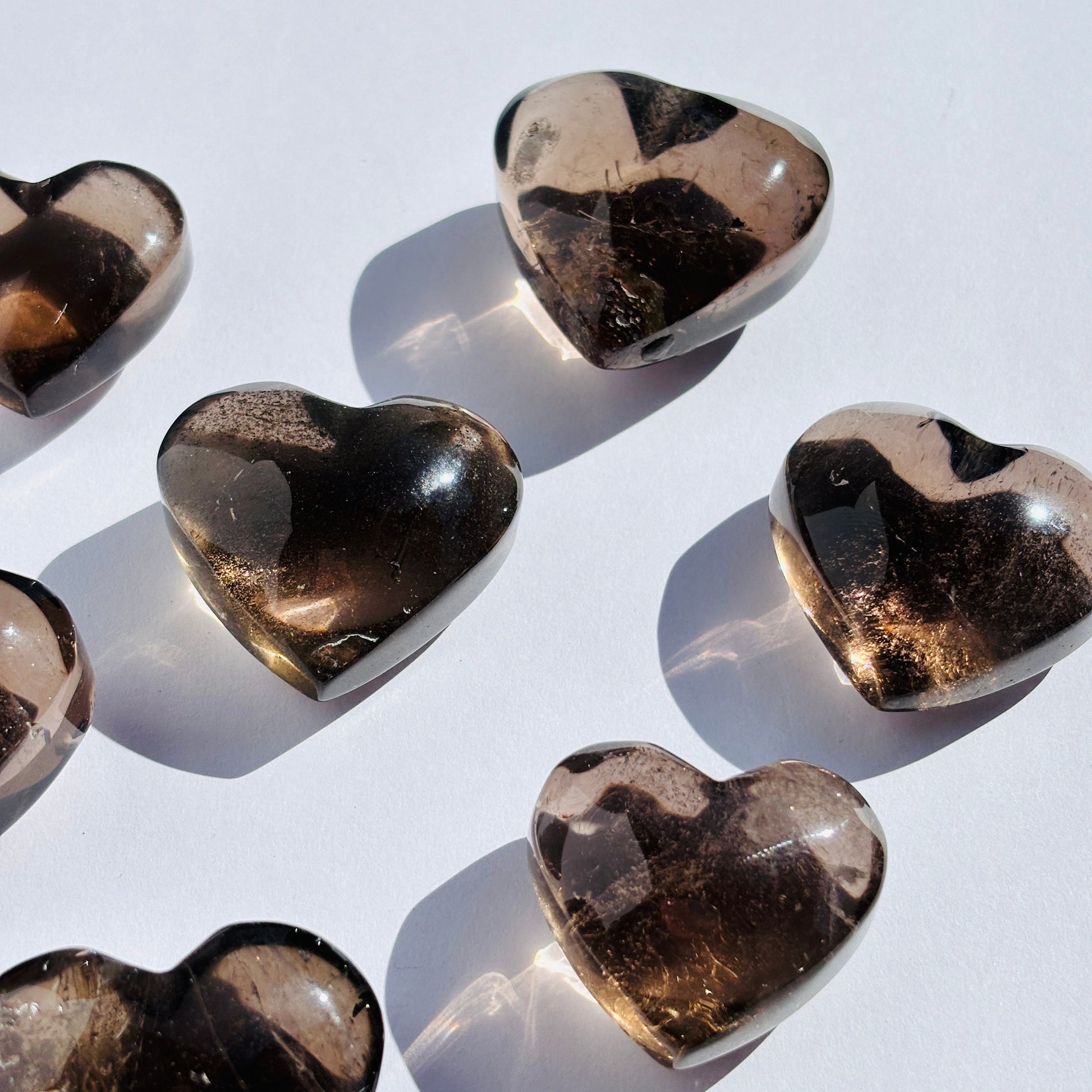 Smoky Quartz Puffy Crystal Heart Carving Sculpture