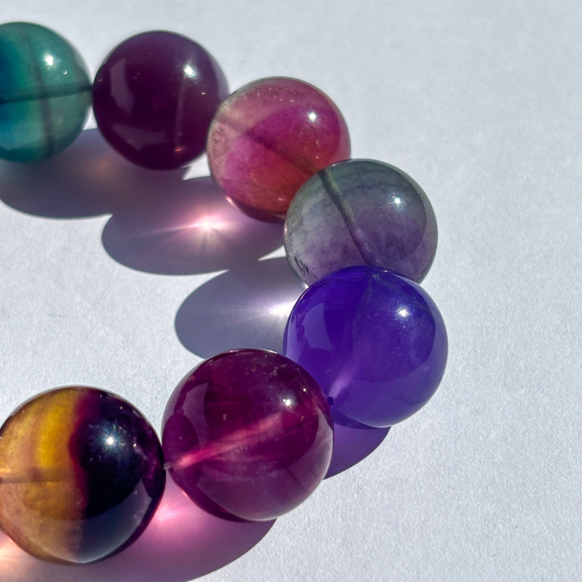Rainbow Fluorite Large Chunky Crystal Bracelet