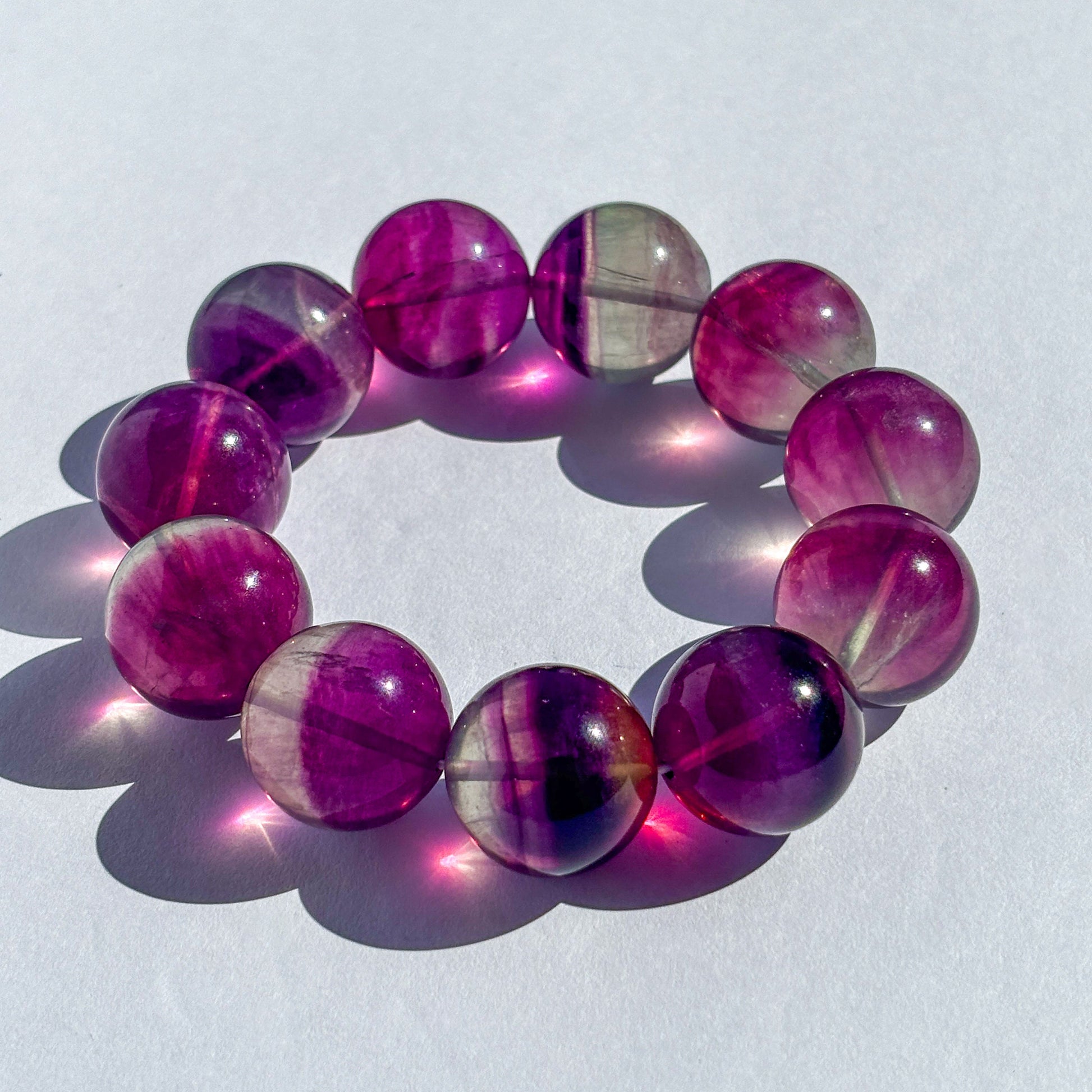 Rainbow Fluorite Large Chunky Crystal BraceletRainbow Fluorite Large Chunky Crystal Bracelet