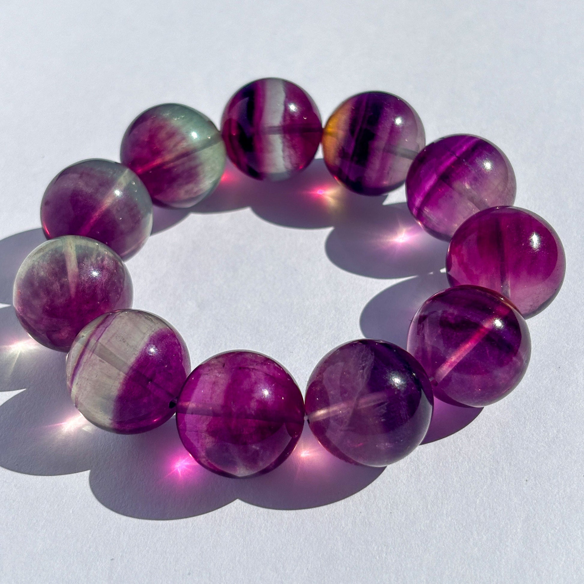 Rainbow Fluorite Large Chunky Crystal Bracelet