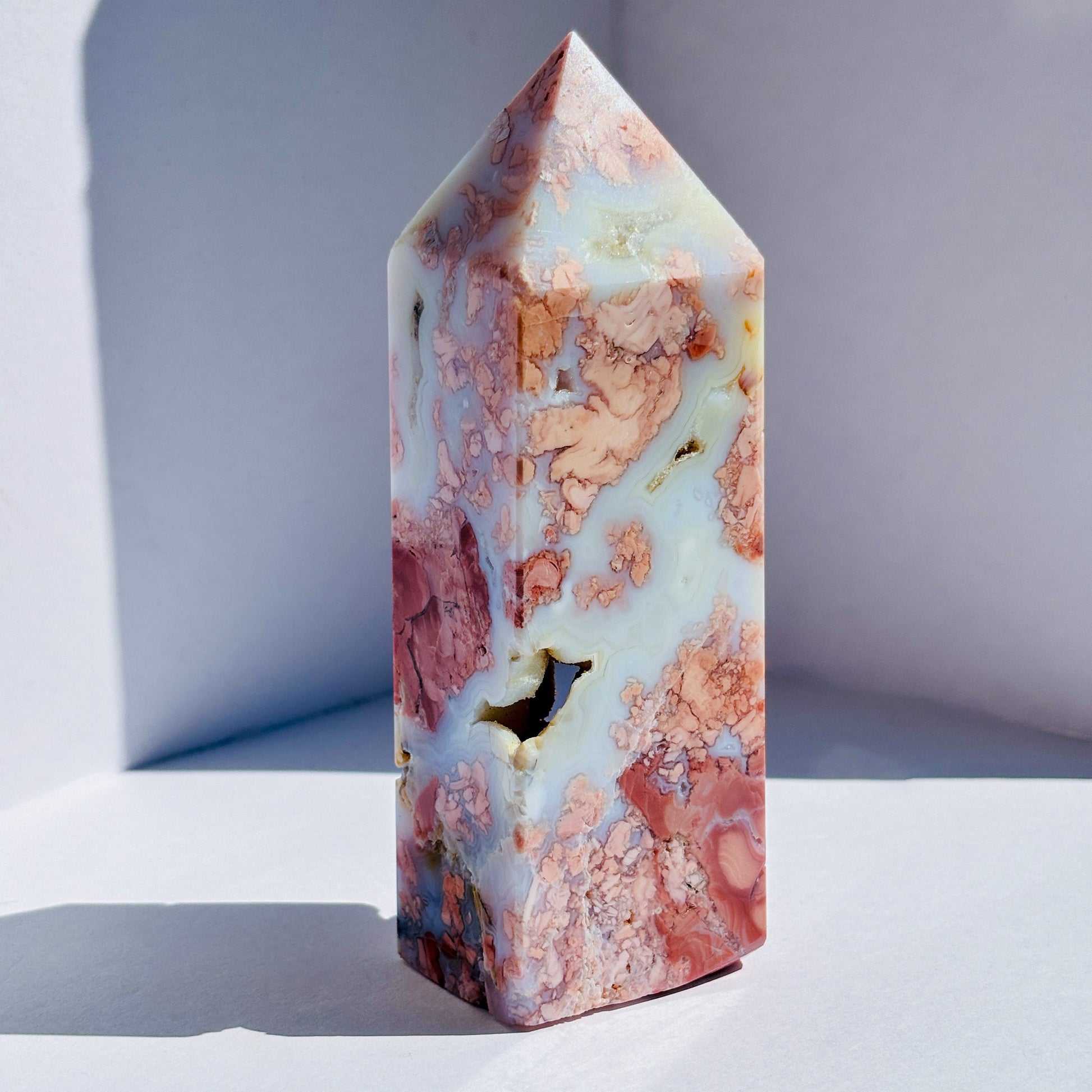Sugar Druzy Pink Cotton Candy Agate Crystal Tower