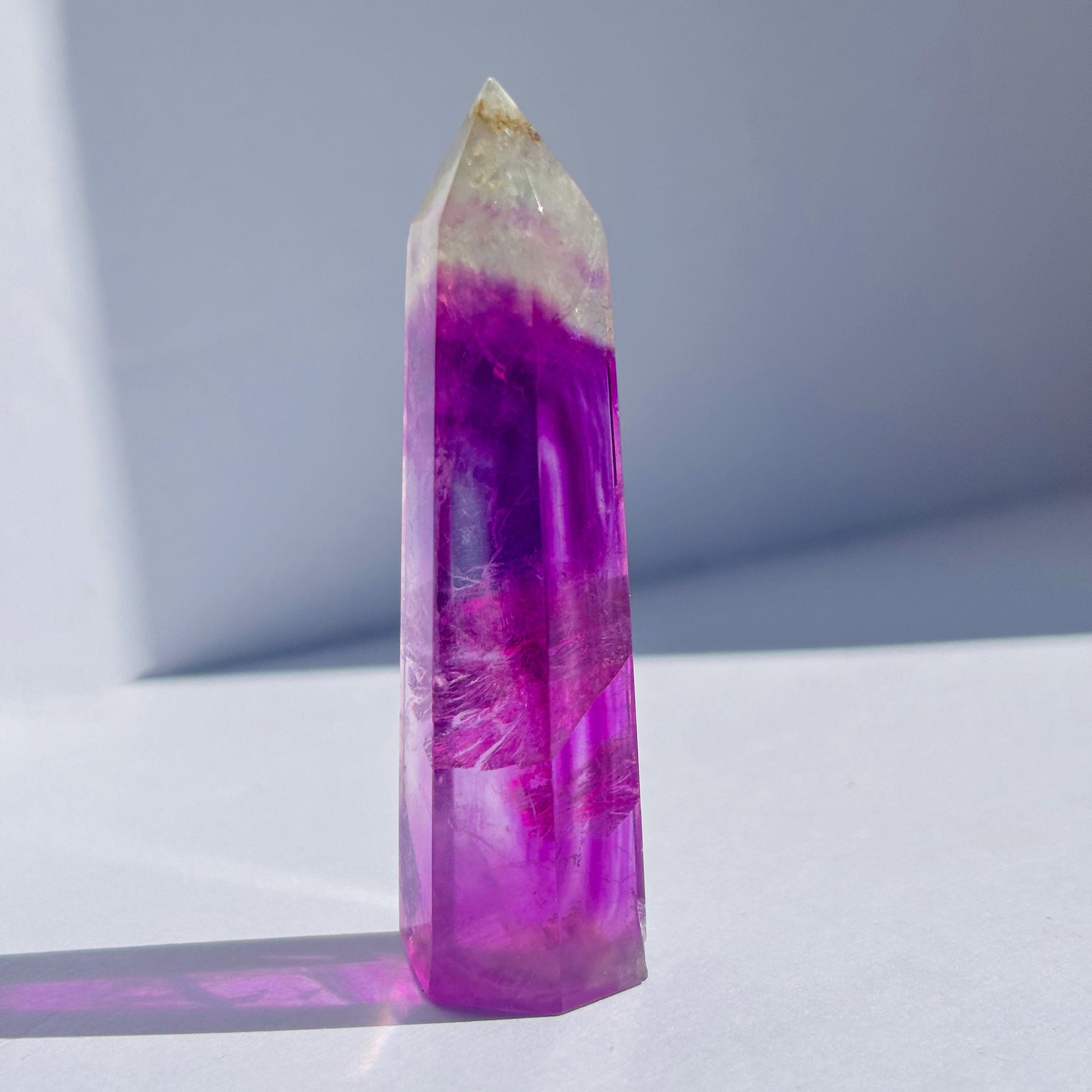 Purple Fluorite Tower Crystal Carving Sculpture